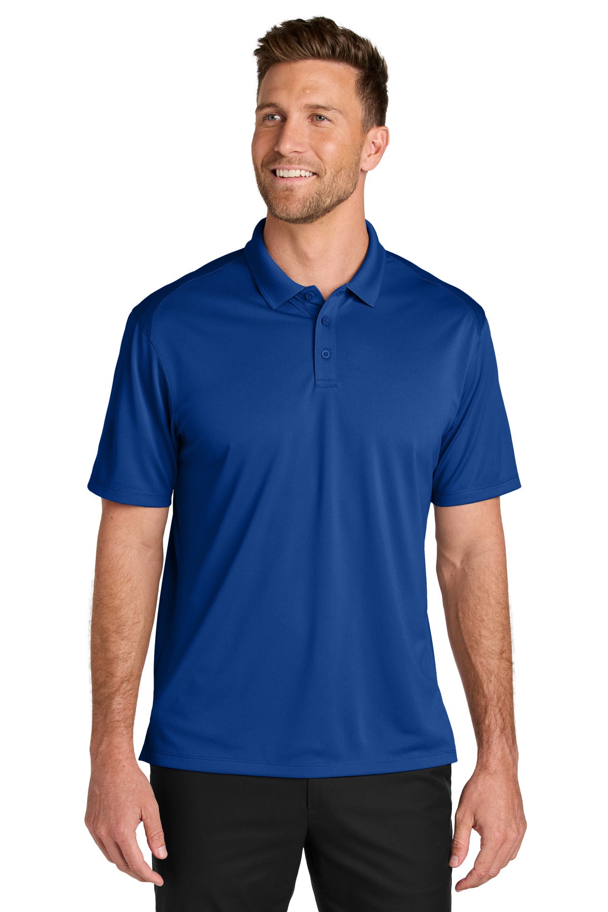Custom logo Port Authority® Tall Wearever Performance Pique Polo TLK240 in True Royal