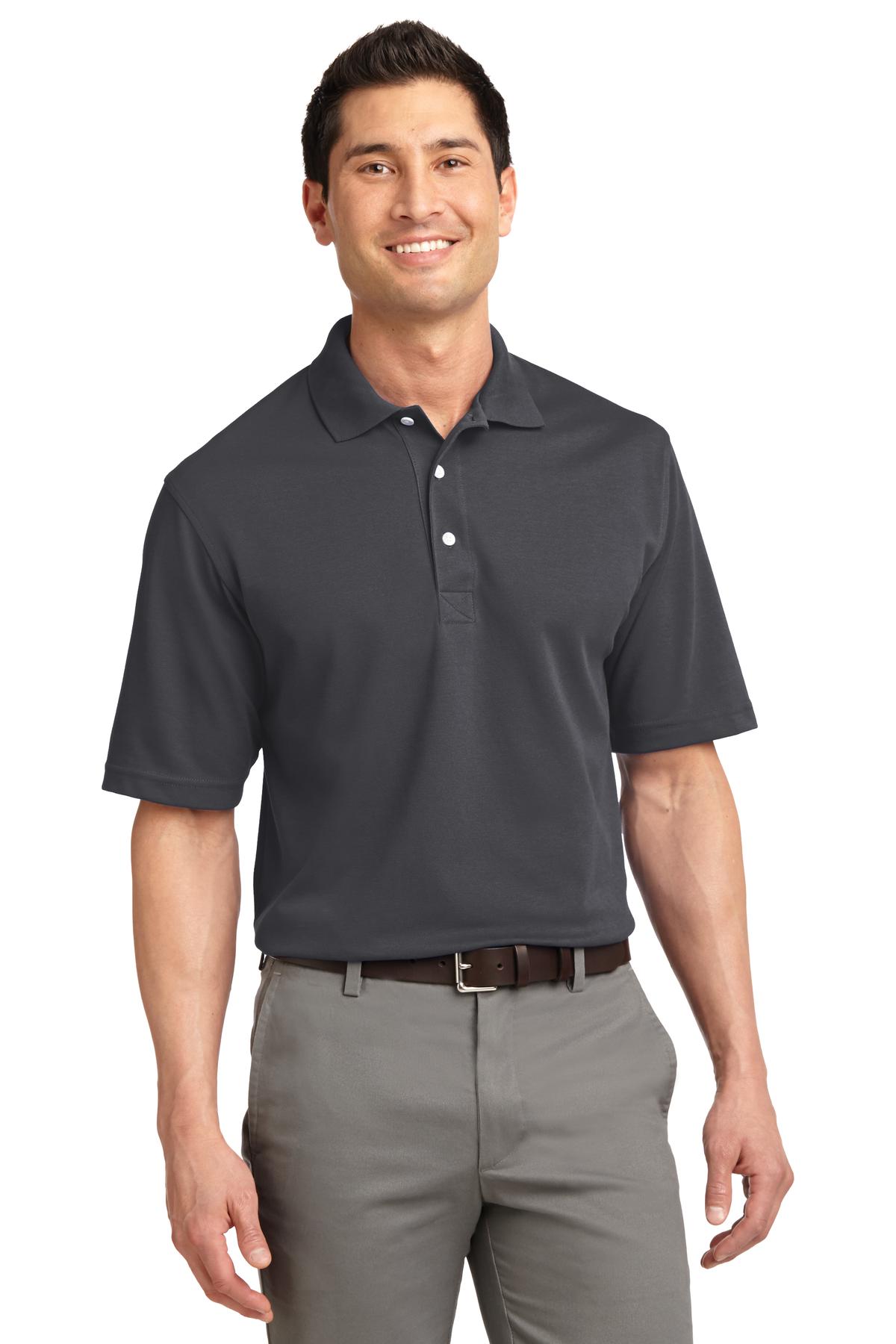Custom logo Port Authority® Tall Rapid Dry™ Polo. TLK455 in Charcoal