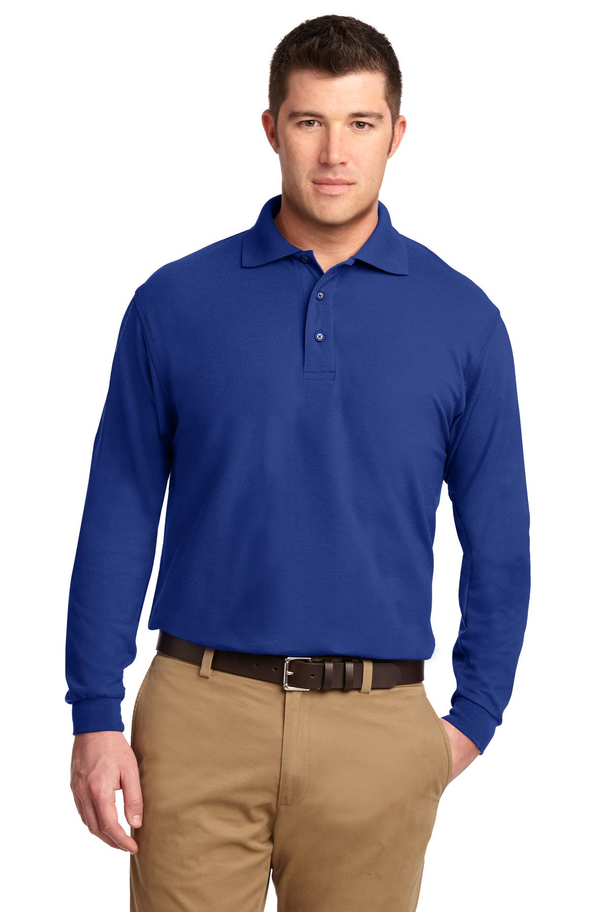 Custom logo Port Authority® Tall Silk Touch™ Long Sleeve Polo. TLK500LS in Royal