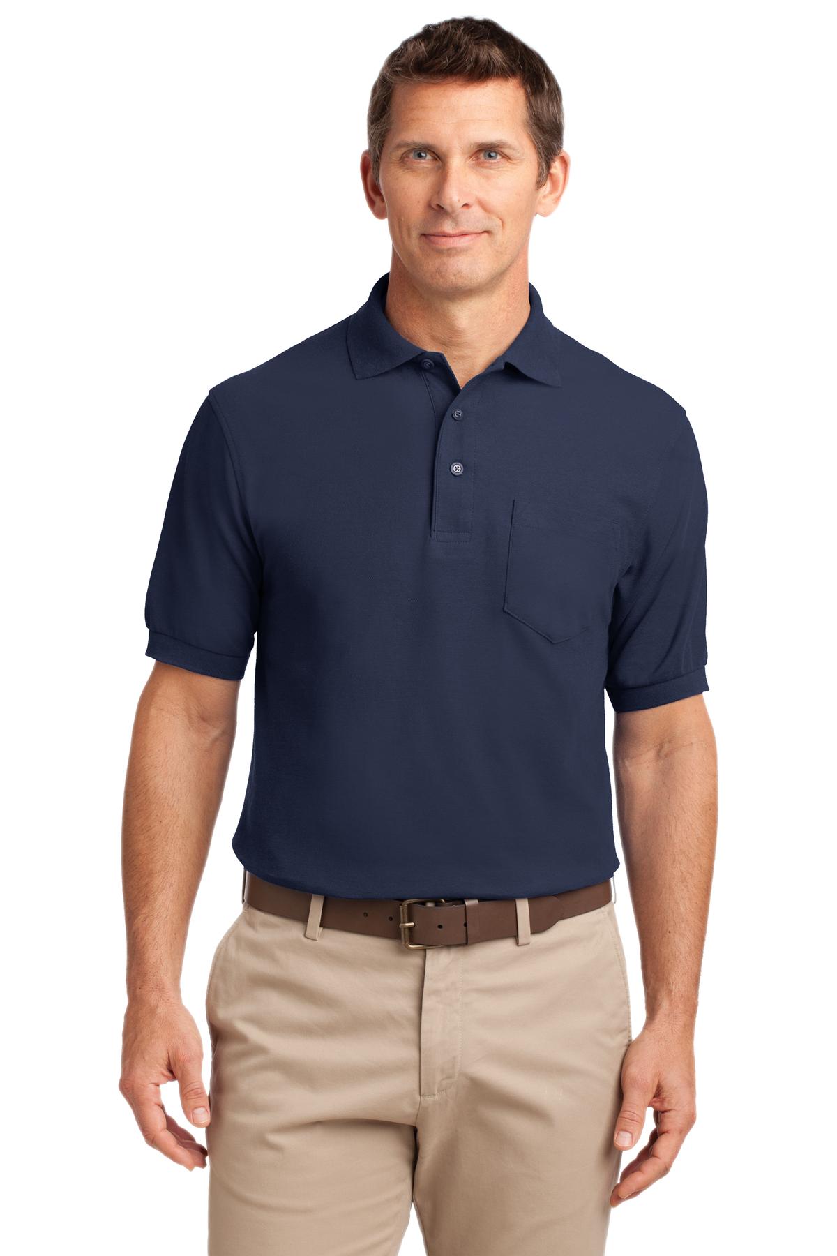 Custom logo Port Authority® Tall Silk Touch™ Polo with Pocket. TLK500P in Navy