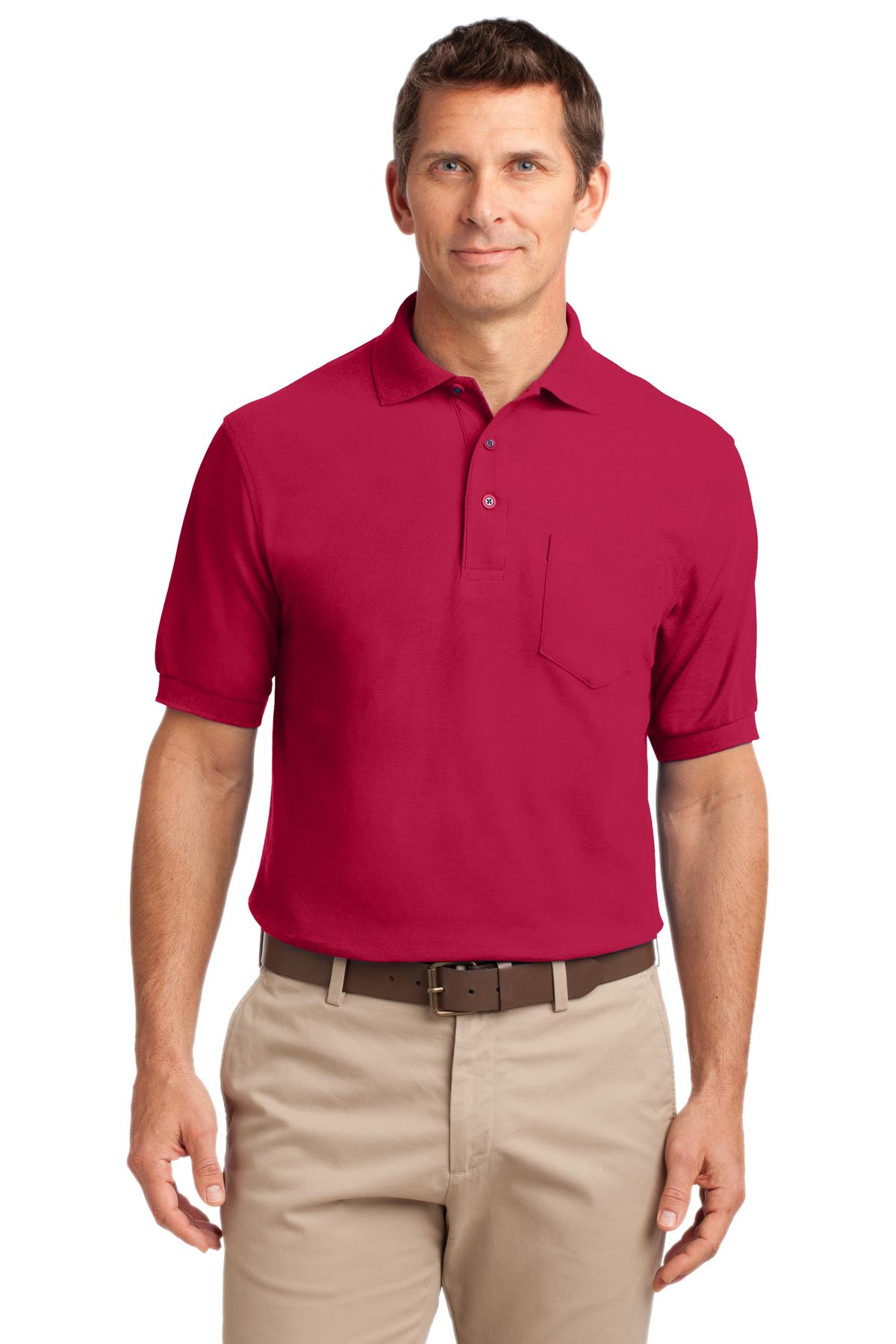 Custom logo Port Authority® Tall Silk Touch™ Polo with Pocket. TLK500P in Red