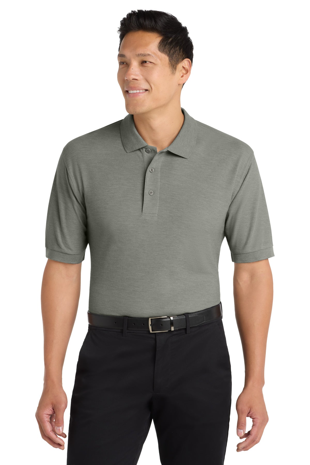 Custom logo Port Authority® Tall Silk Touch™ Polo.  TLK500 in Cool Grey