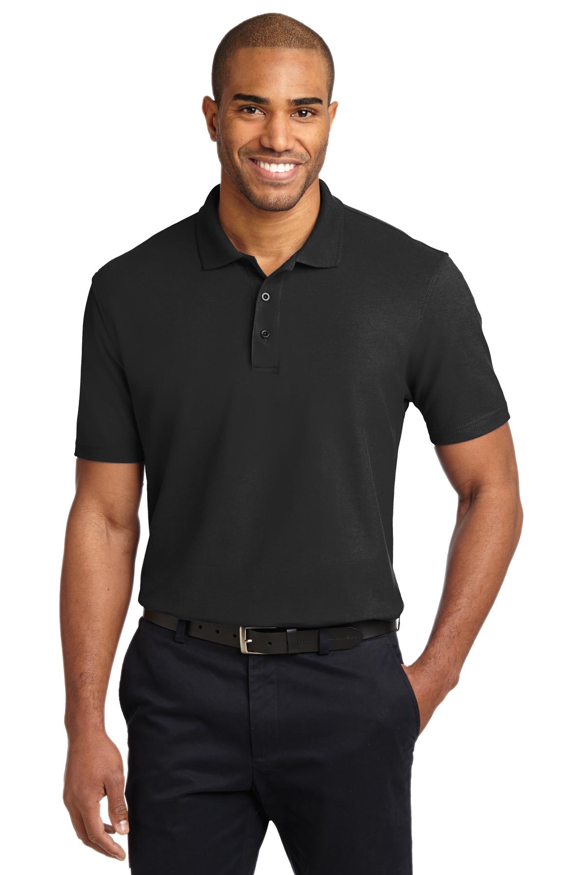 Custom logo Port Authority® Tall Stain-Release Polo. TLK510 in Black