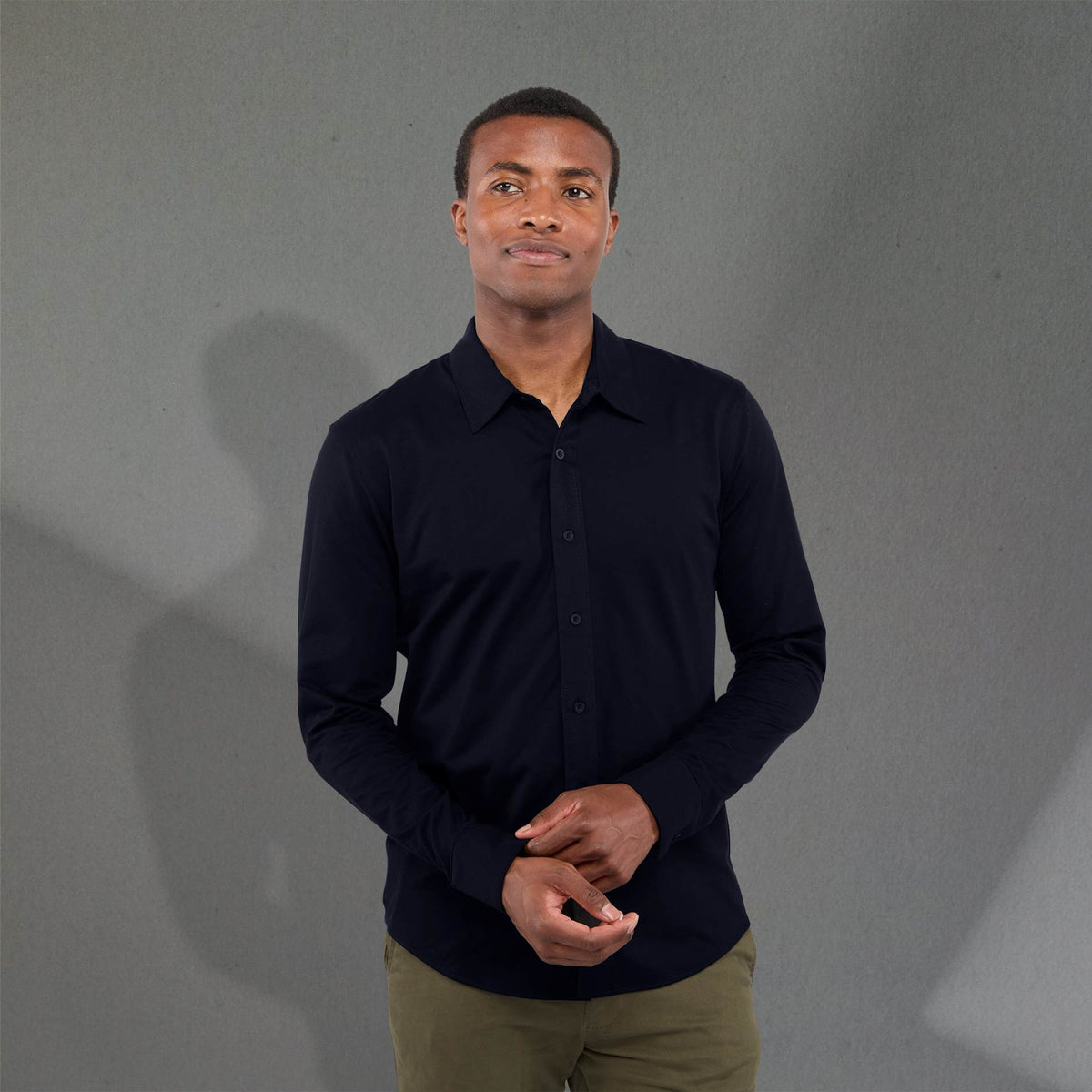 Custom logo TATRA Eco Long Sleeve Knit Shirt - Men's