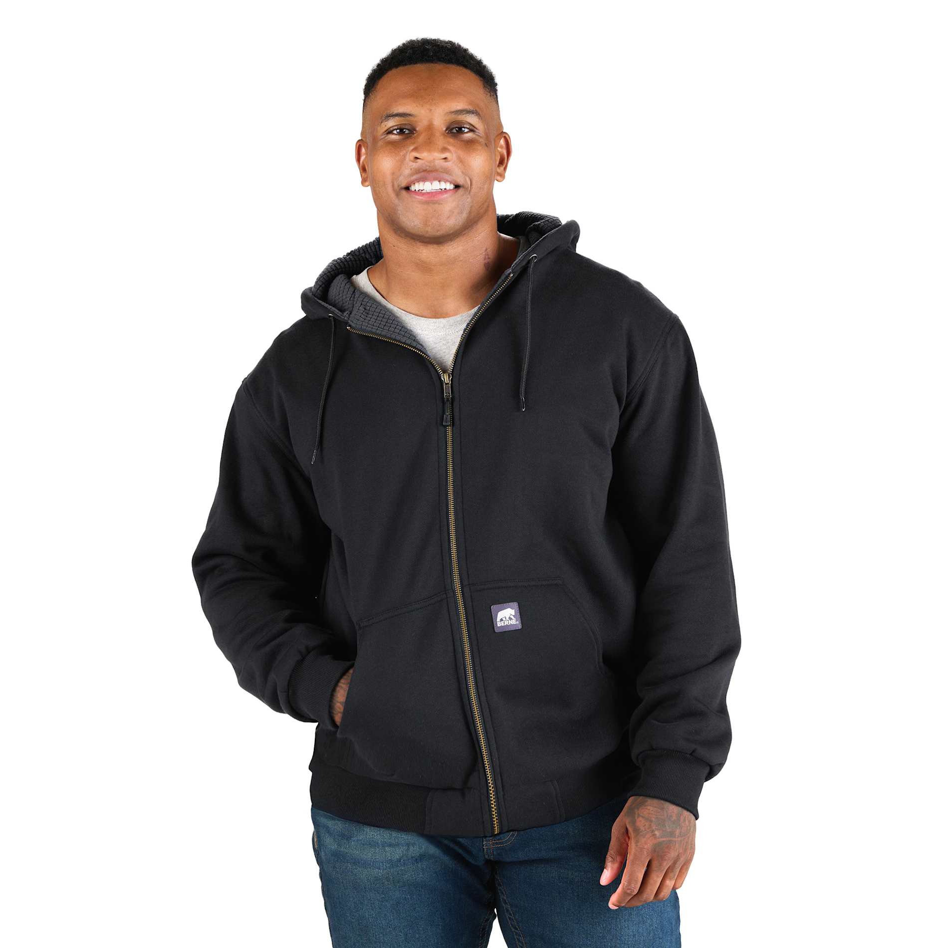 Berne Heritage Grid Fleece-Lined Zip Sweatshirt - Men's
