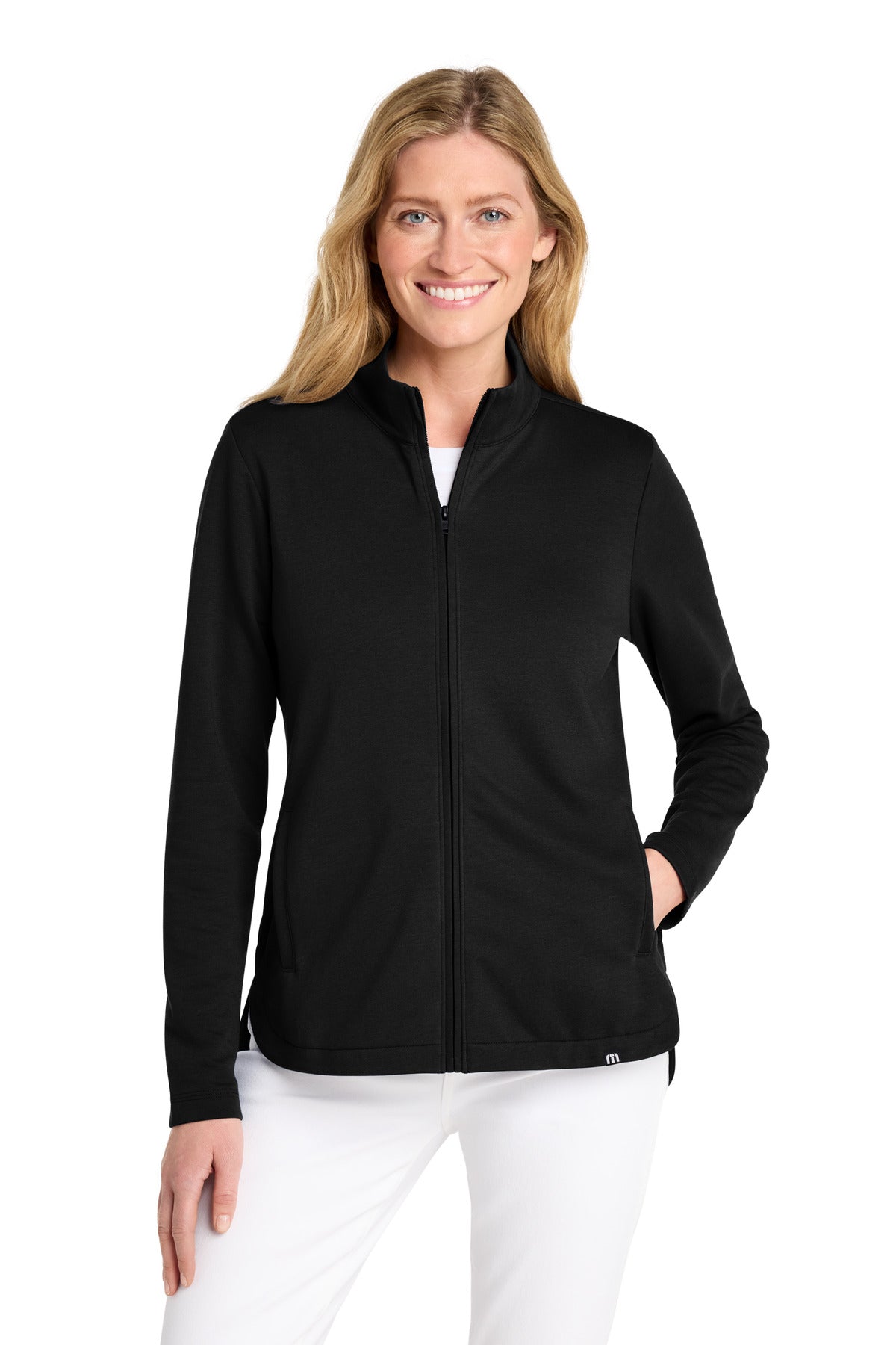 Custom logo TravisMathew Women's Coveside Full-Zip TM1LD001 in Black