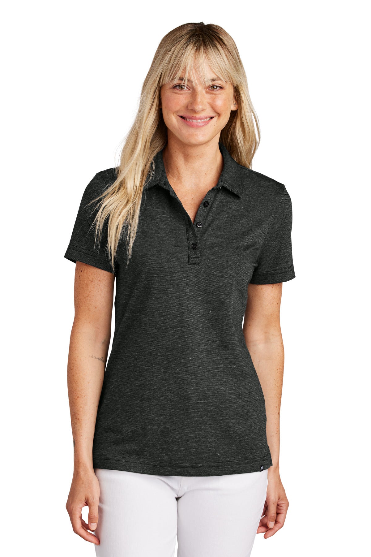 Custom logo TravisMathew Women's Sunnyvale Polo TM1LD005 in Black Heather