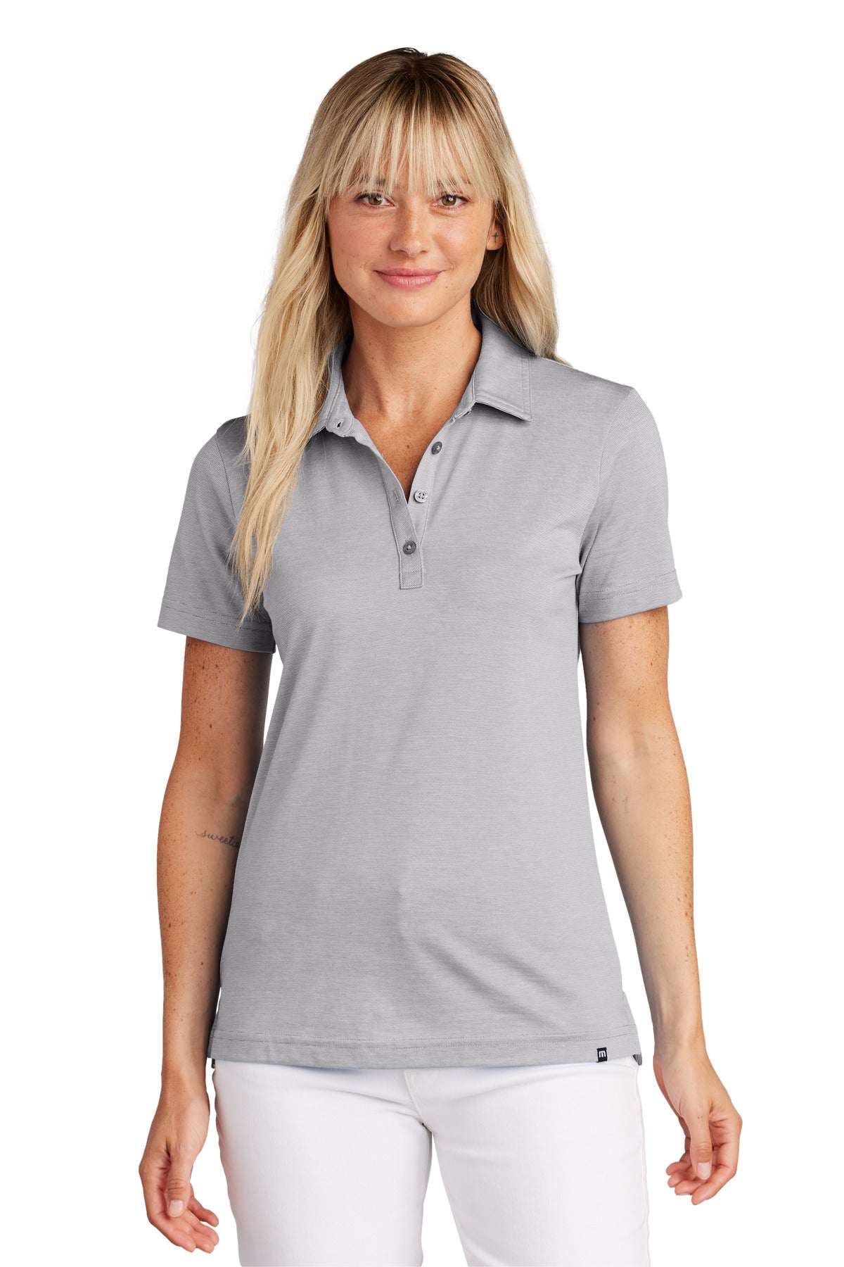 Custom logo TravisMathew Women's Sunnyvale Polo TM1LD005 in Light Grey Heather