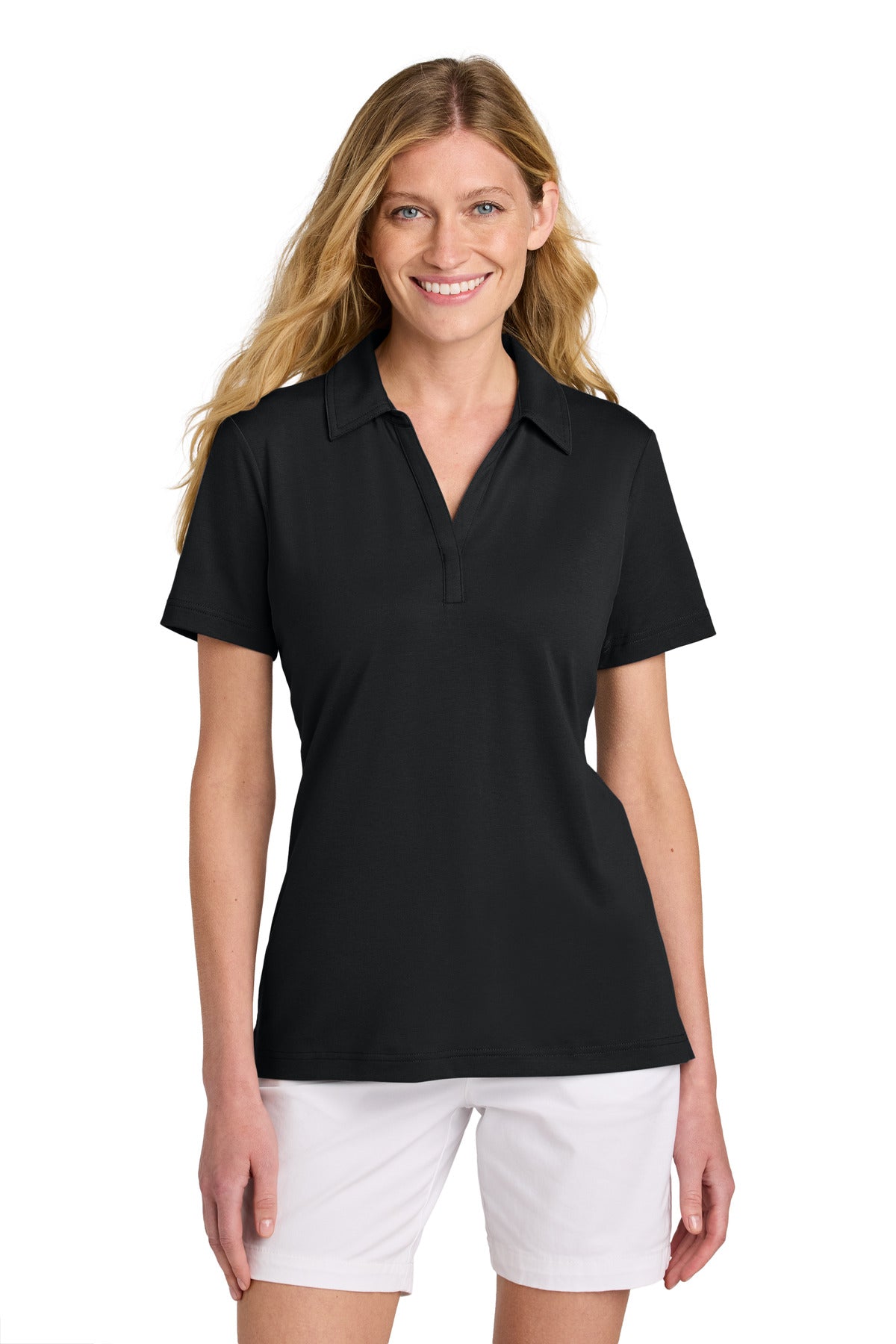 Custom logo TravisMathew Women's Glenview Solid Polo TM1LF071 in Black
