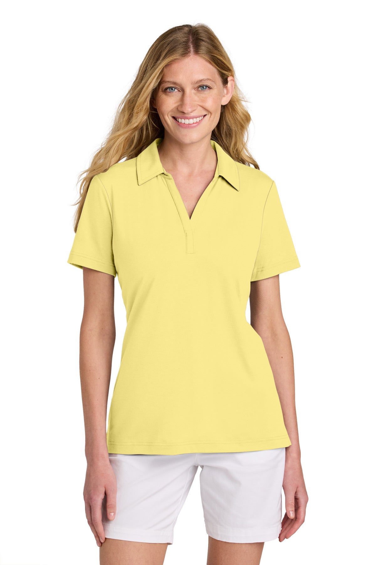 Custom logo TravisMathew Women's Glenview Solid Polo TM1LF071 in Pale Yellow