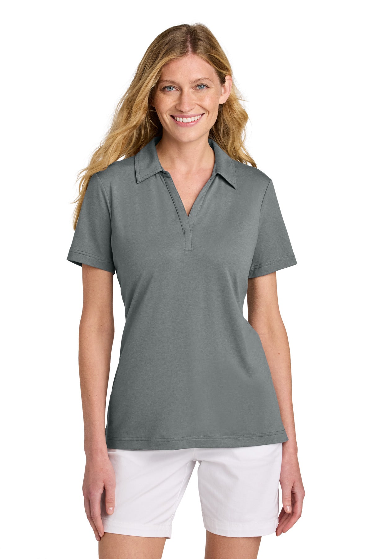 Custom logo TravisMathew Women's Glenview Solid Polo TM1LF071 in Quiet Shade Grey