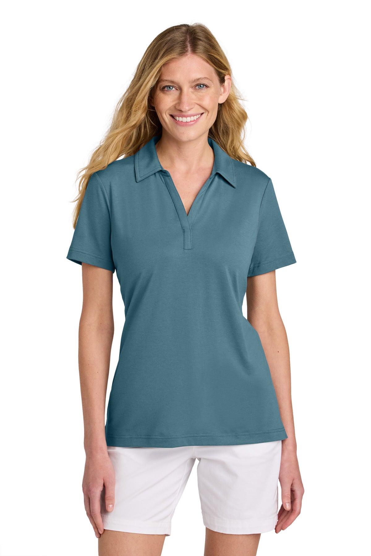 Custom logo TravisMathew Women's Glenview Solid Polo TM1LF071 in Stellar Blue