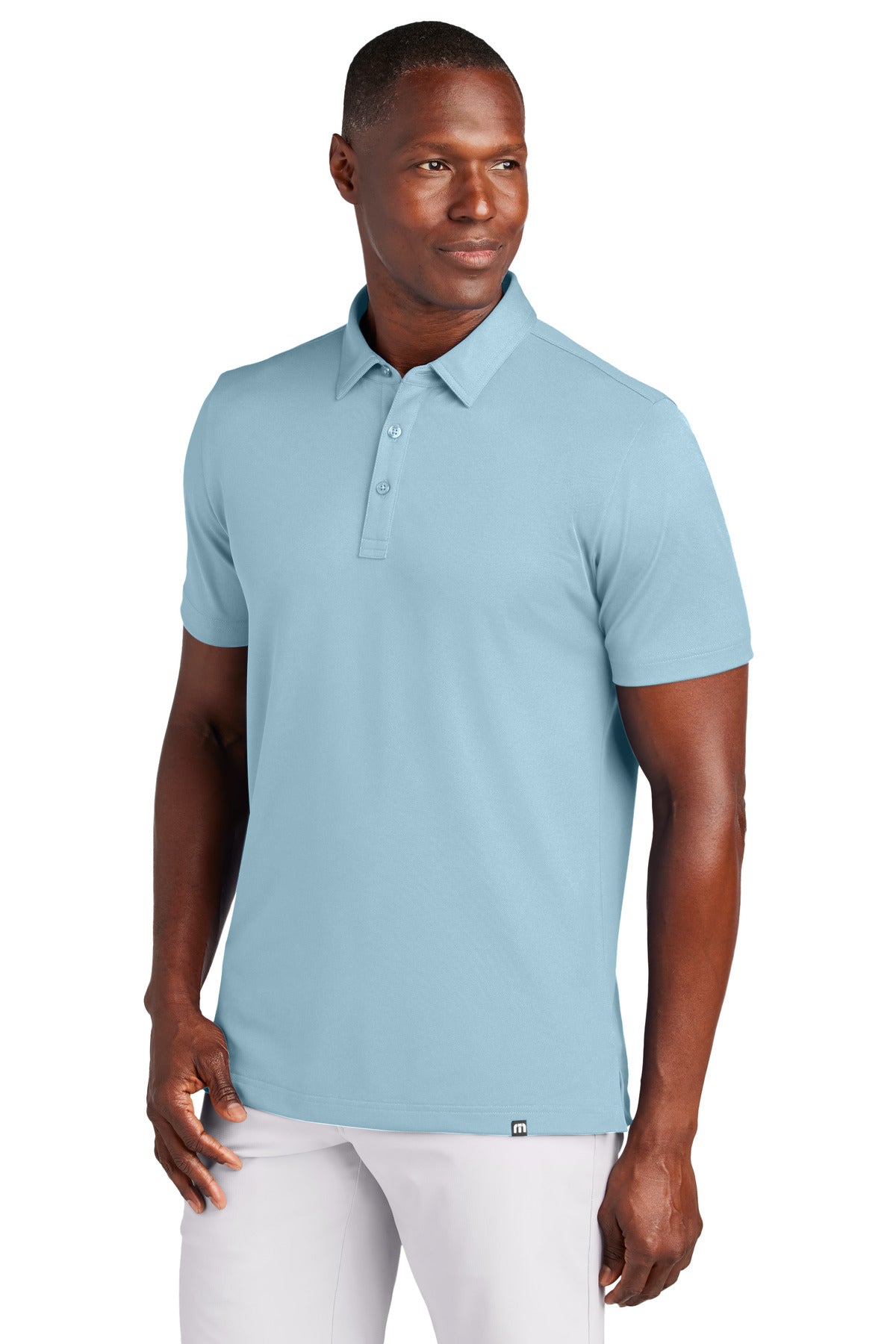 Custom logo TravisMathew Cabana Solid Polo TM1MAA370 in Light Denim Blue