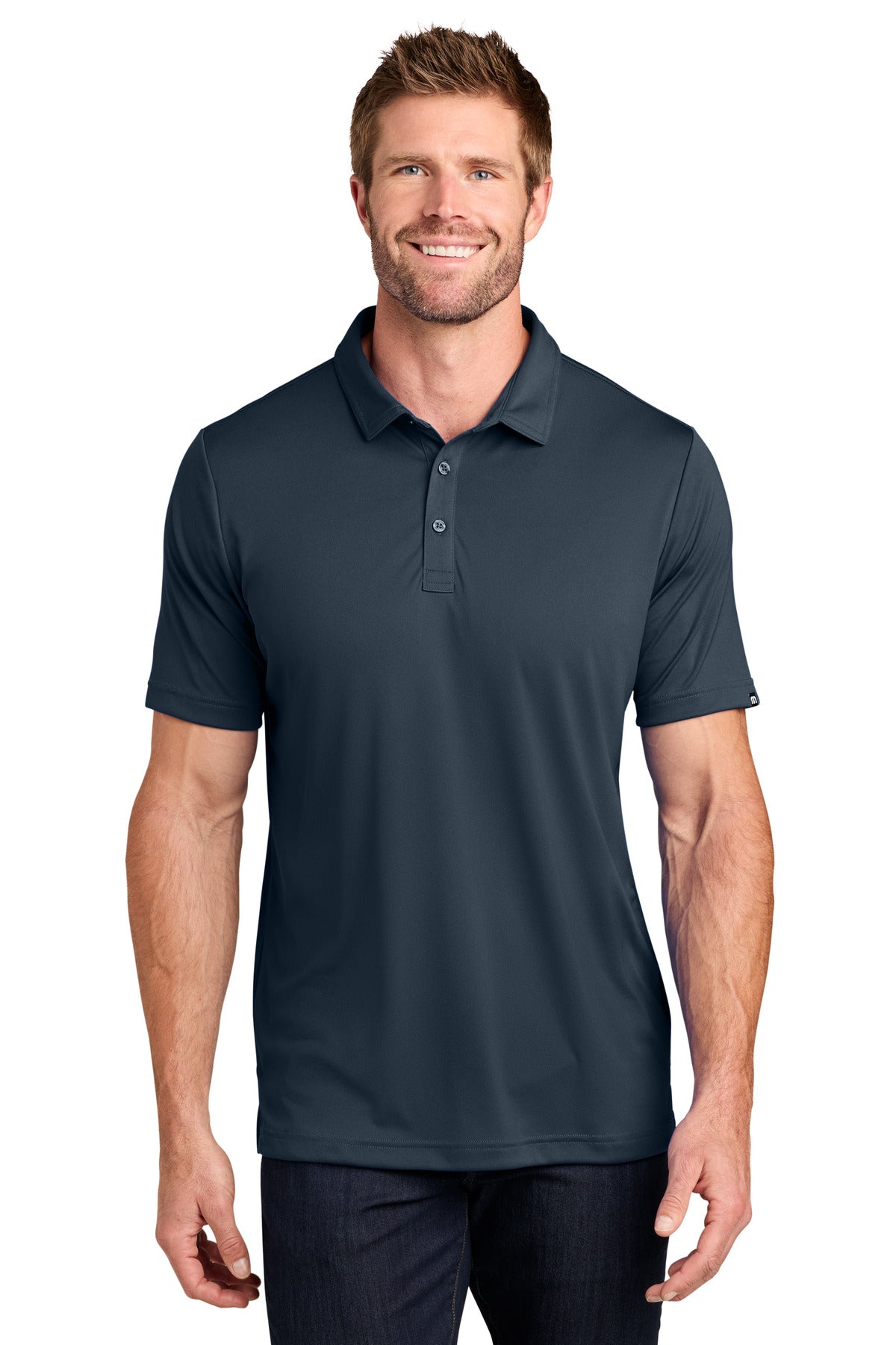 Custom logo TravisMathew Coto Performance Polo. TM1MU410 in Blue Nights