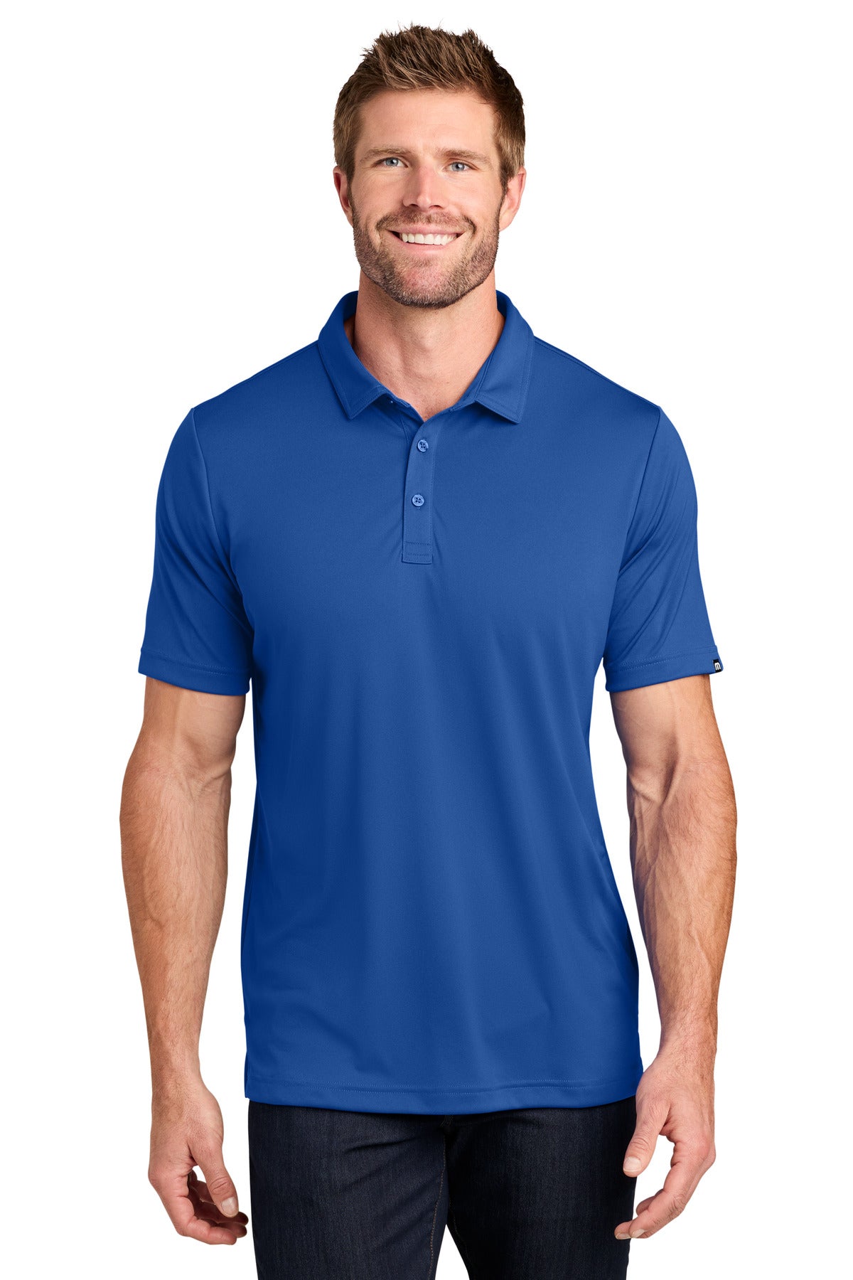 Custom logo TravisMathew Coto Performance Polo. TM1MU410 in Royal Blue