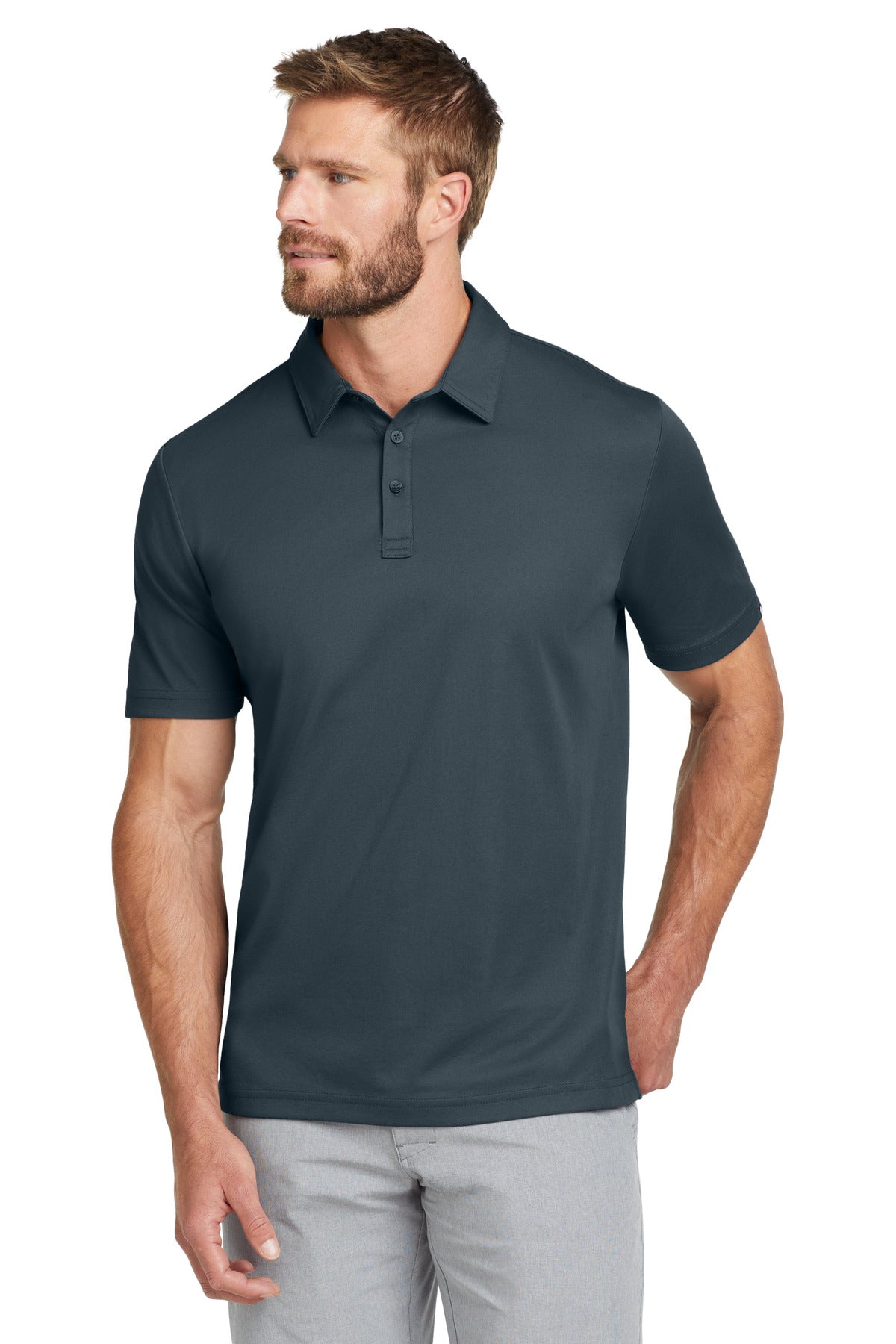Custom logo TravisMathew Oceanside Solid Polo. TM1MU411 in Blue Nights