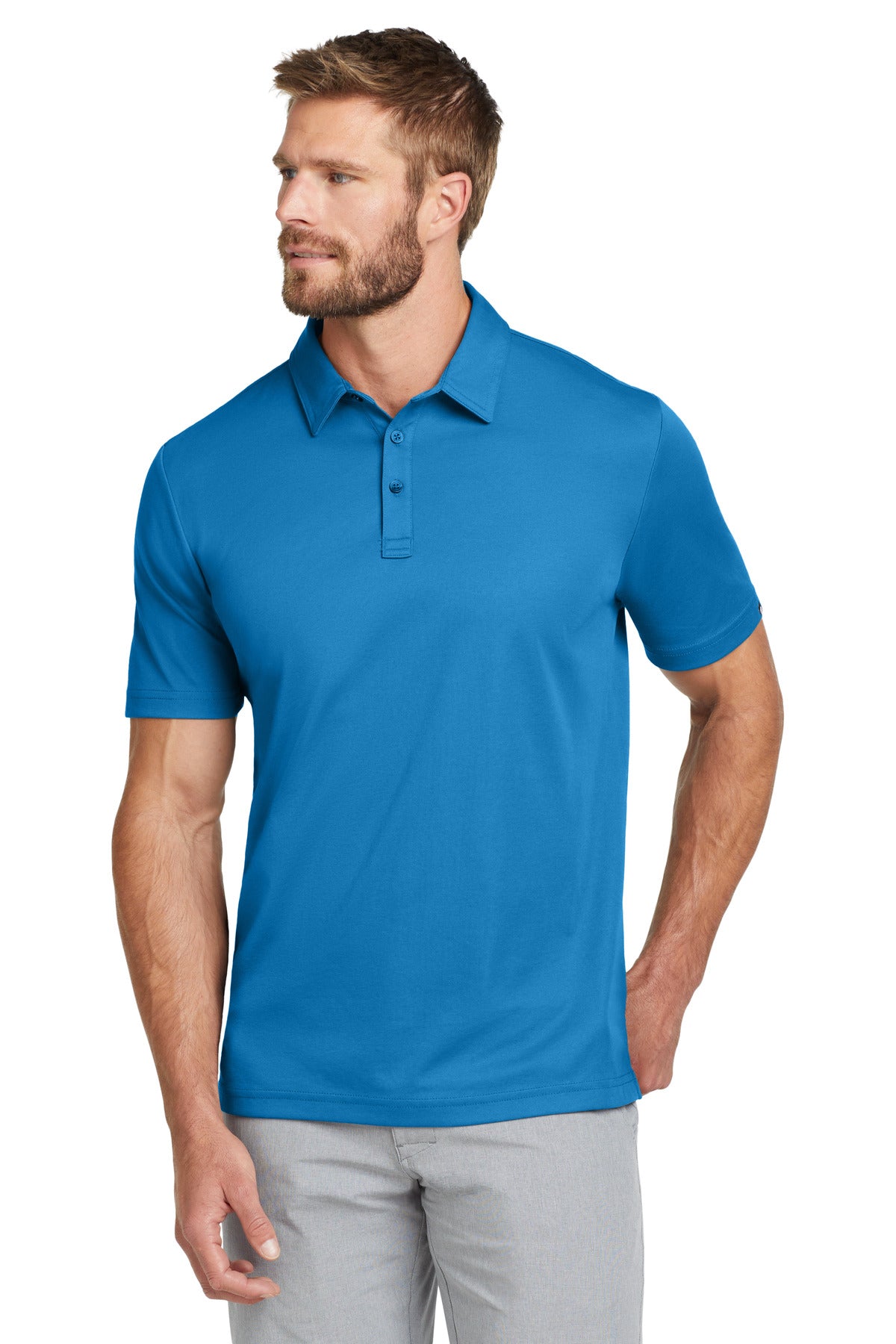 Custom logo TravisMathew Oceanside Solid Polo. TM1MU411 in Classic Blue
