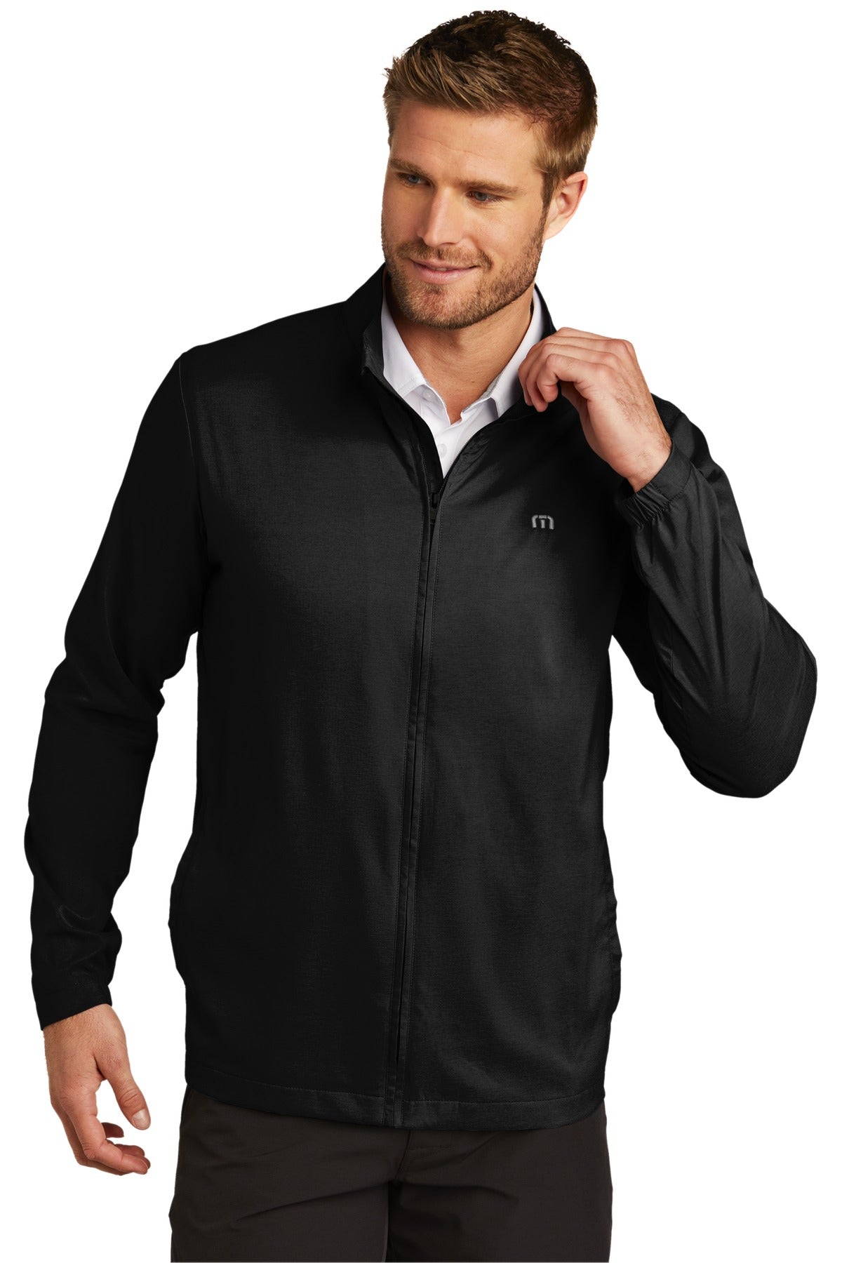 Custom logo TravisMathew Surfside Full-Zip Jacket. TM1MU422 in Black