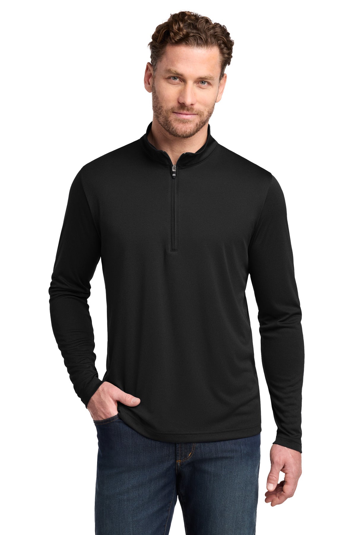 Custom logo TravisMathew Coto Performance 1/4-Zip TM1MY397 in Black