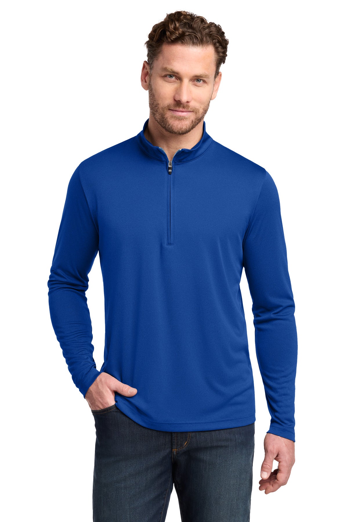 Custom logo TravisMathew Coto Performance 1/4-Zip TM1MY397 in Royal Blue