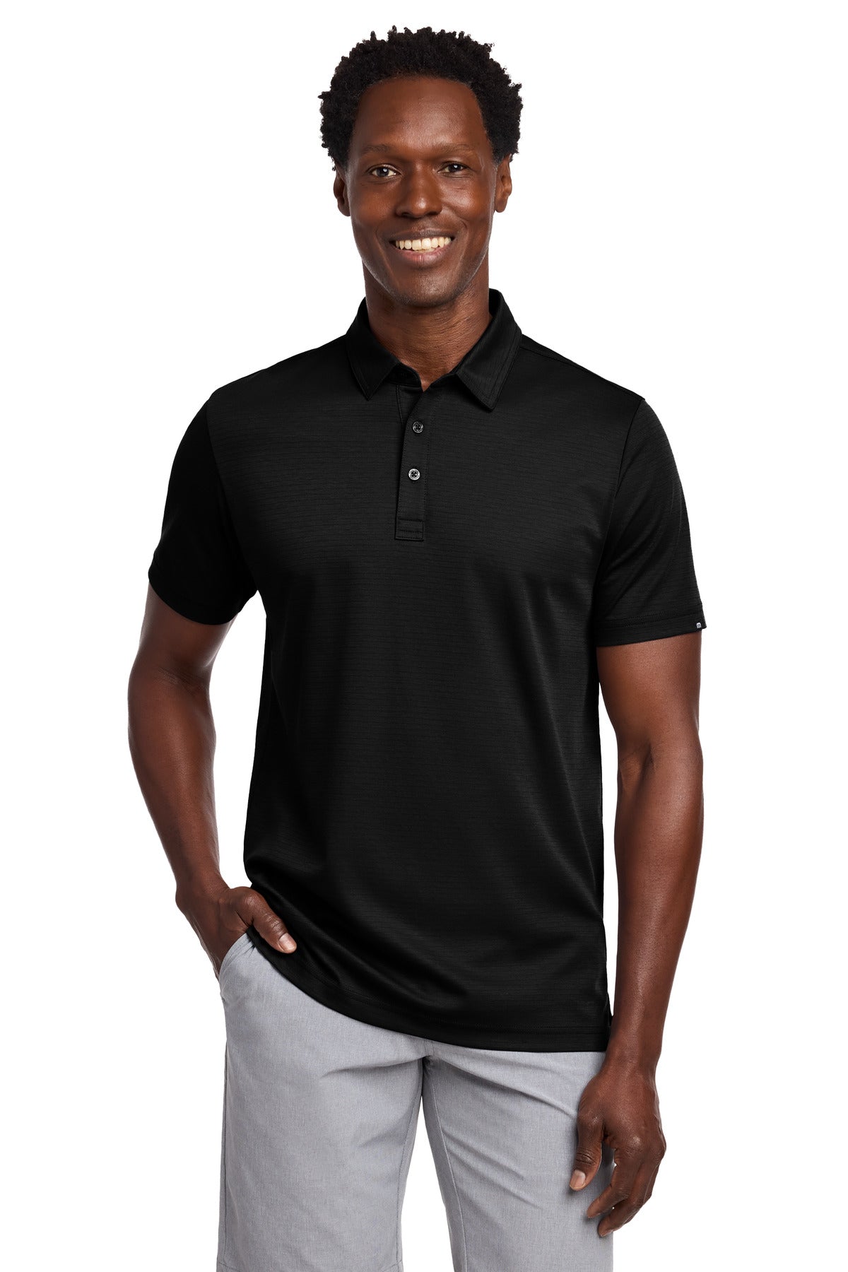 Custom logo TravisMathew Bayfront Solid Polo TM1MY399 in Black