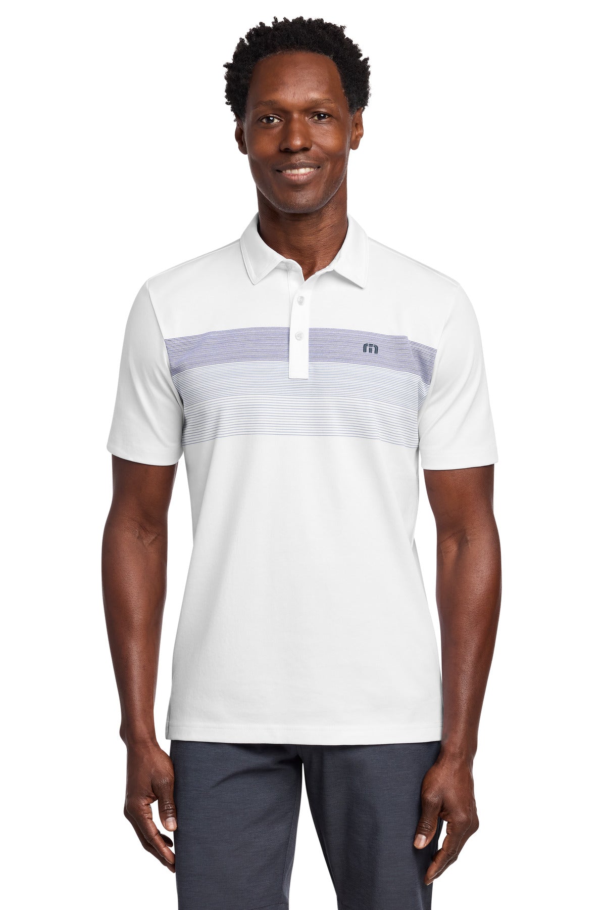 Custom logo TravisMathew Coastal Chest Stripe Polo TM1MY402 in White
