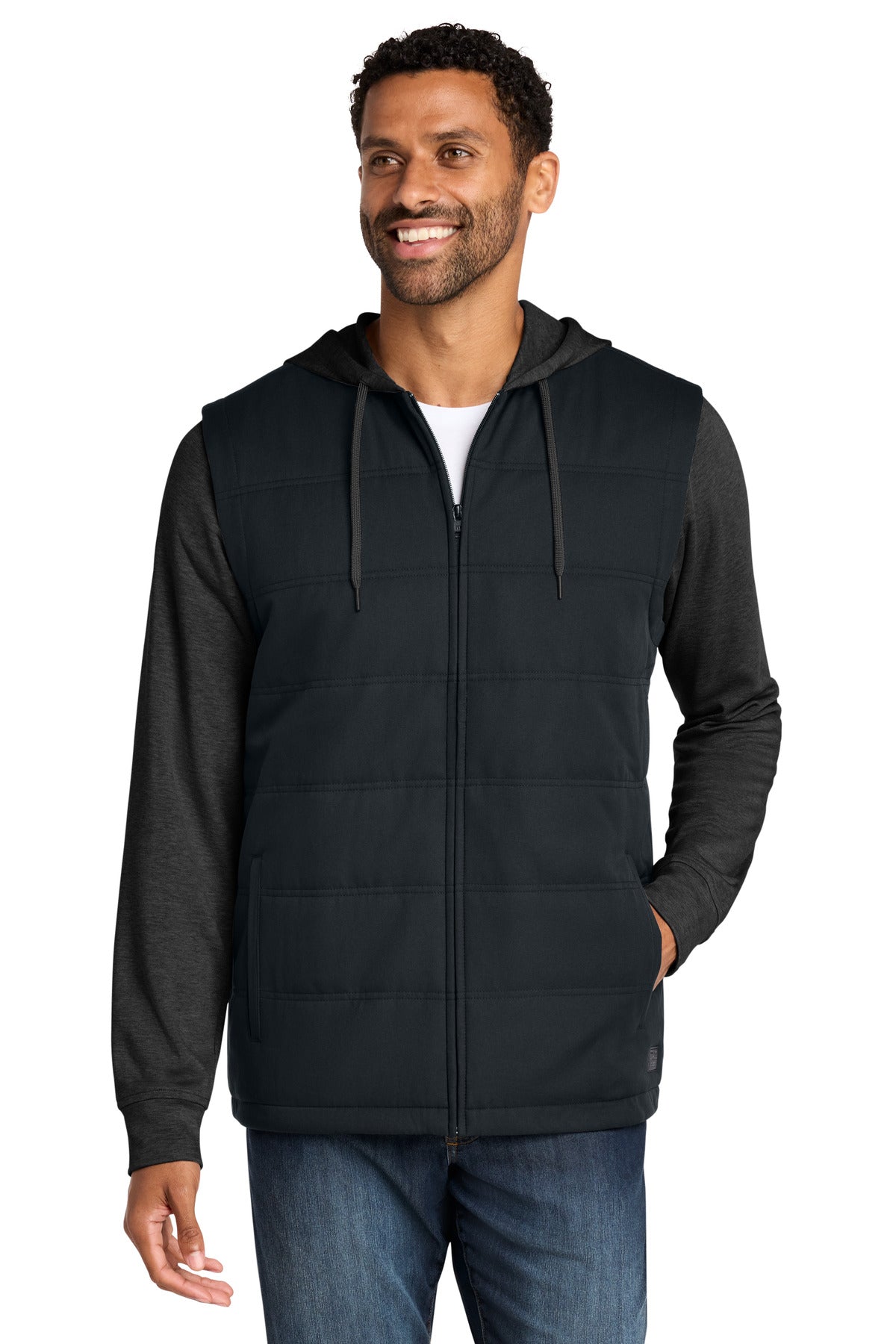 Custom logo TravisMathew Tides Up Hooded Jacket TM1MZ336 in Black/ Black Heather