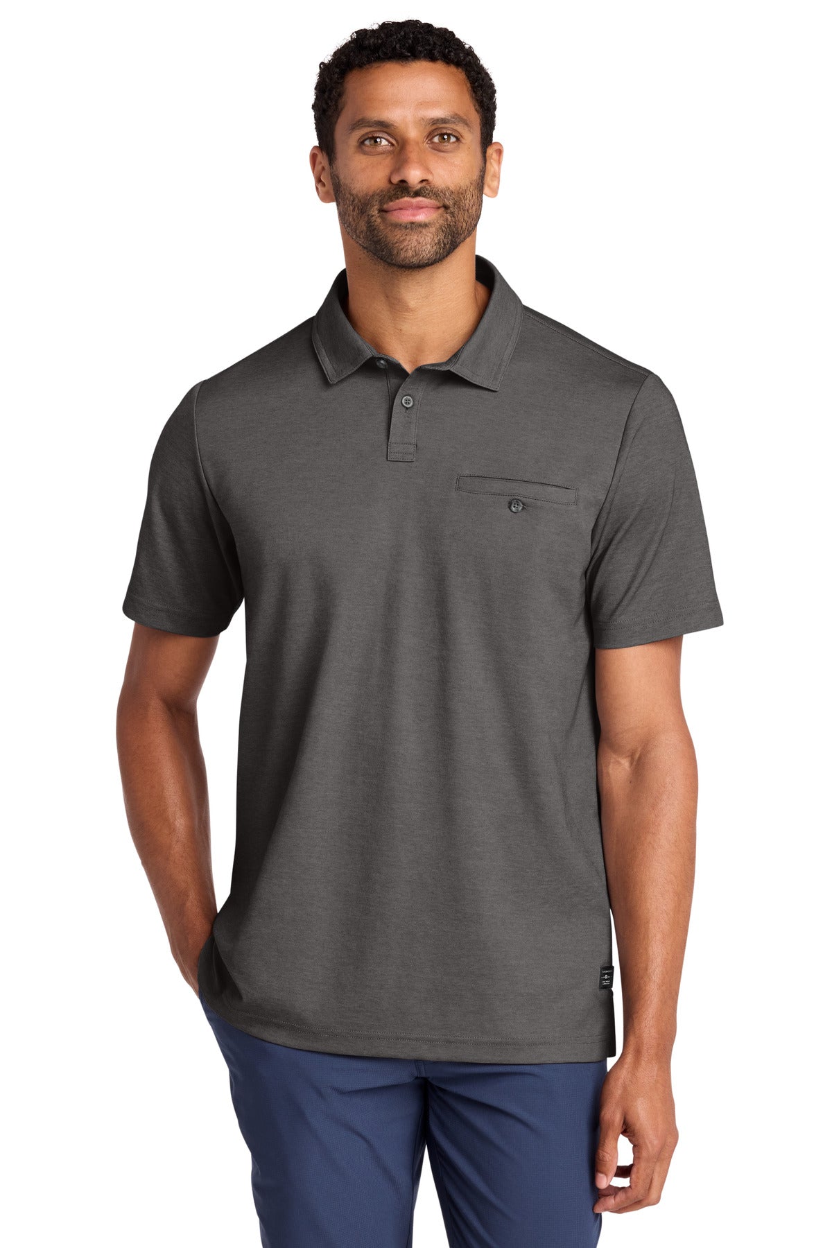 Custom logo TravisMathew Sunsetters Pocket Polo TM1MZ344 in Black Heather