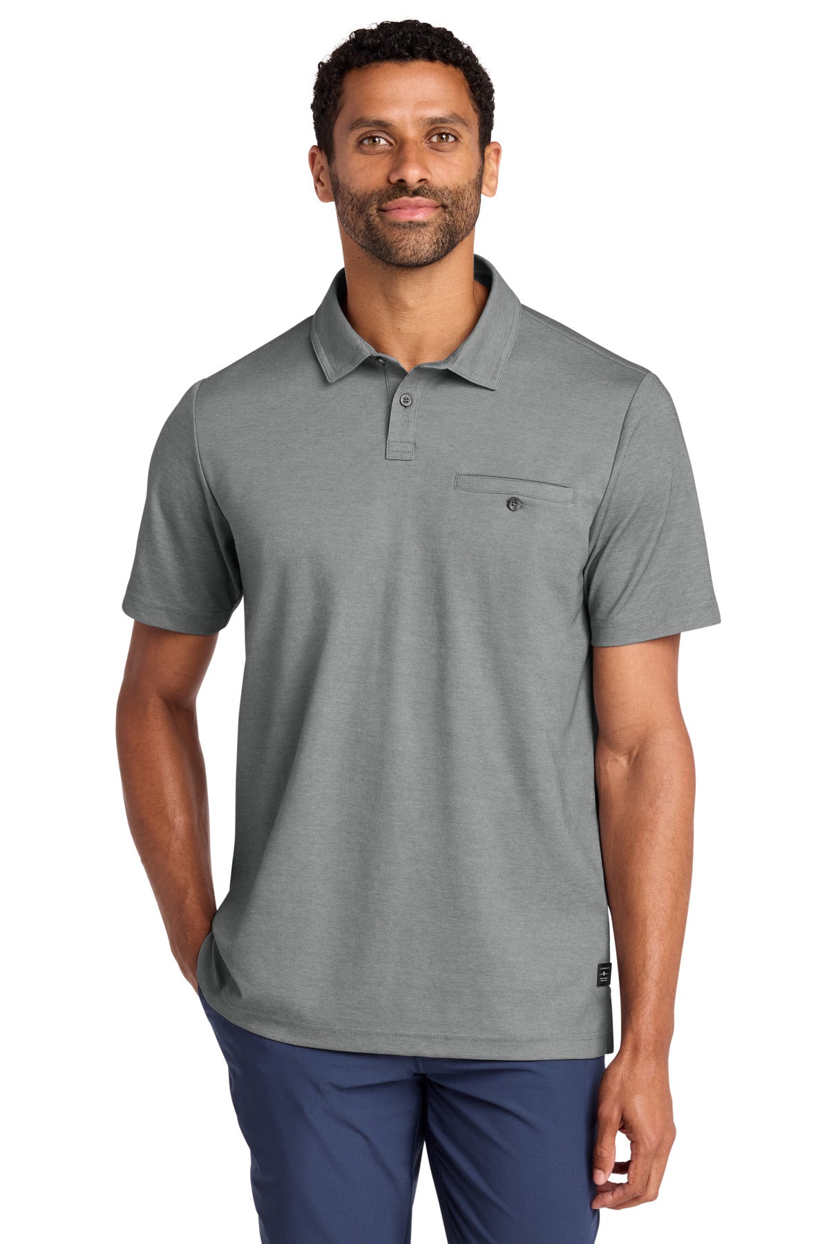 Custom logo TravisMathew Sunsetters Pocket Polo TM1MZ344 in Grey Heather