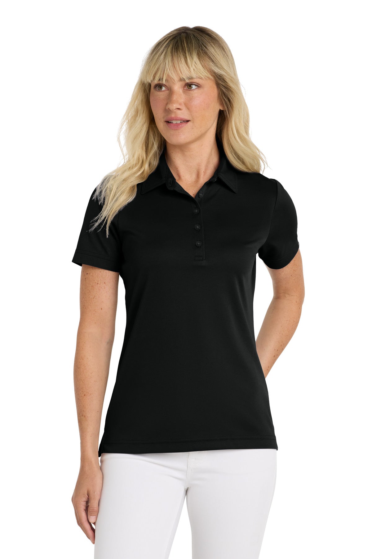 Custom logo TravisMathew Women's Oceanside Solid Polo TM1WW001 in Black