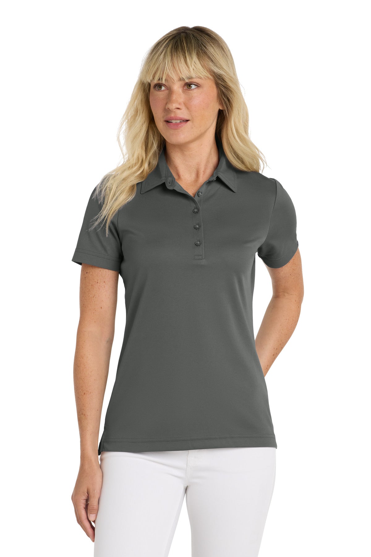 Custom logo TravisMathew Women's Oceanside Solid Polo TM1WW001 in Quiet Shade Grey