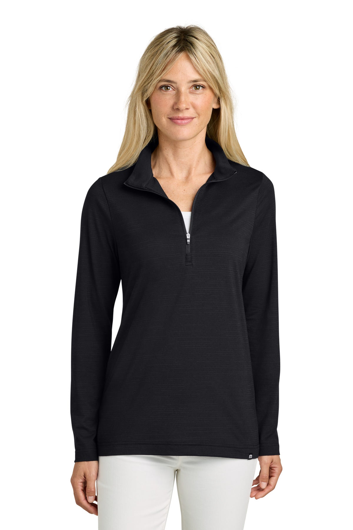 Custom logo TravisMathew Women's Crestview 1/4-Zip TM1WW003 in Black