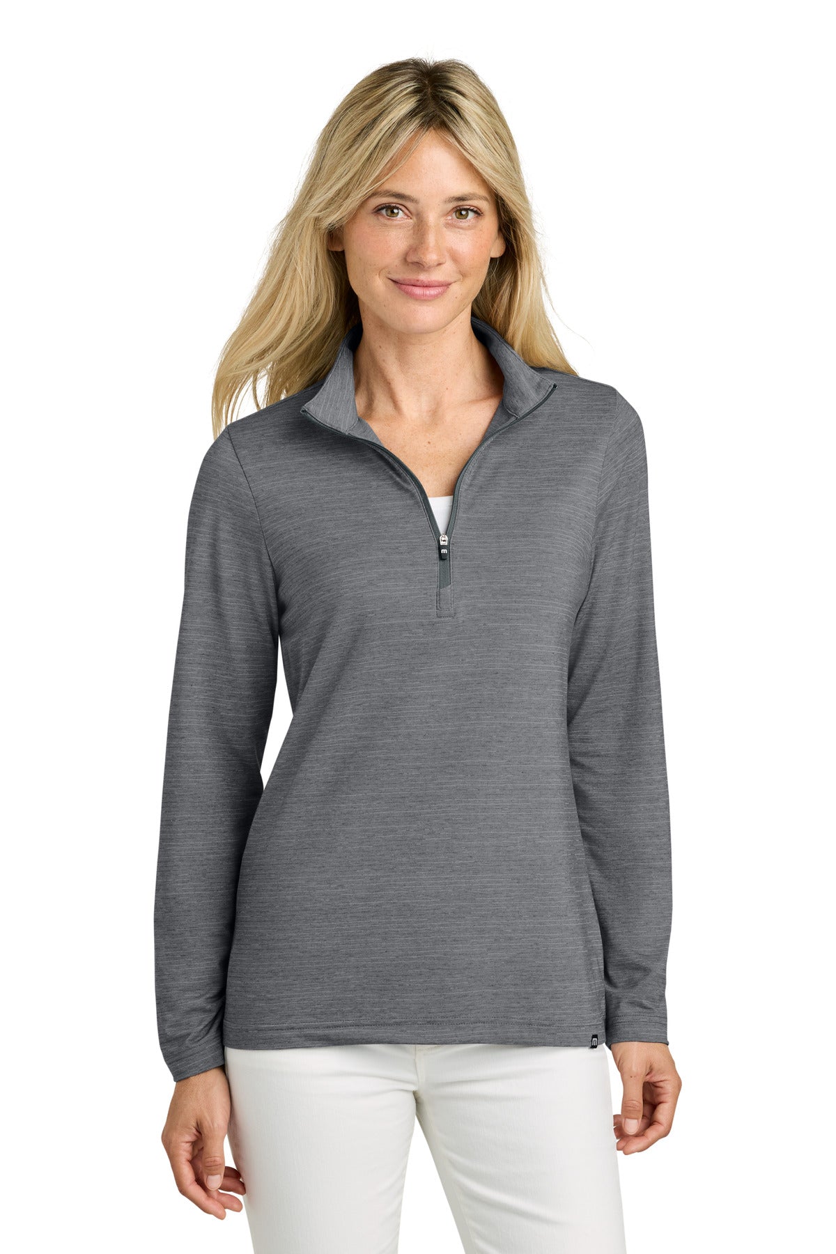 Custom logo TravisMathew Women's Crestview 1/4-Zip TM1WW003 in Grey Heather