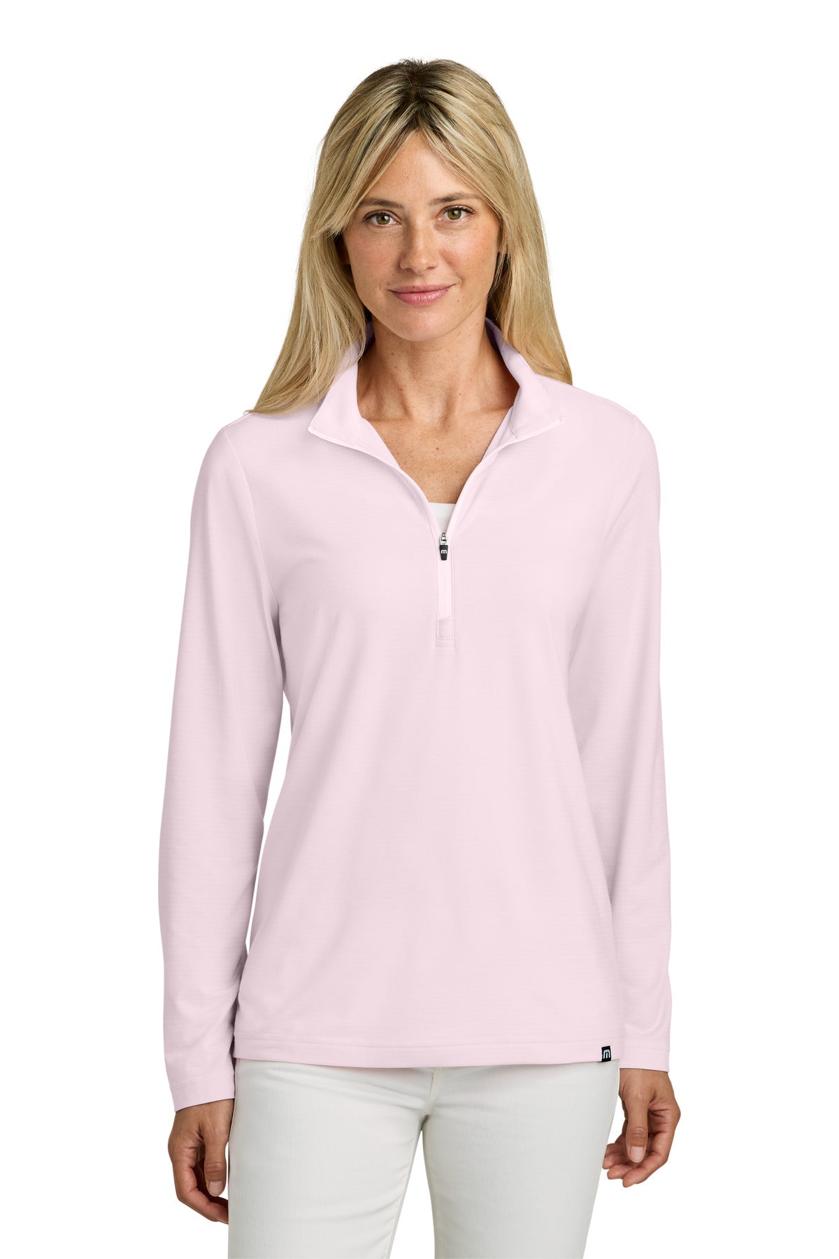 Custom logo TravisMathew Women's Crestview 1/4-Zip TM1WW003 in Stone Pink