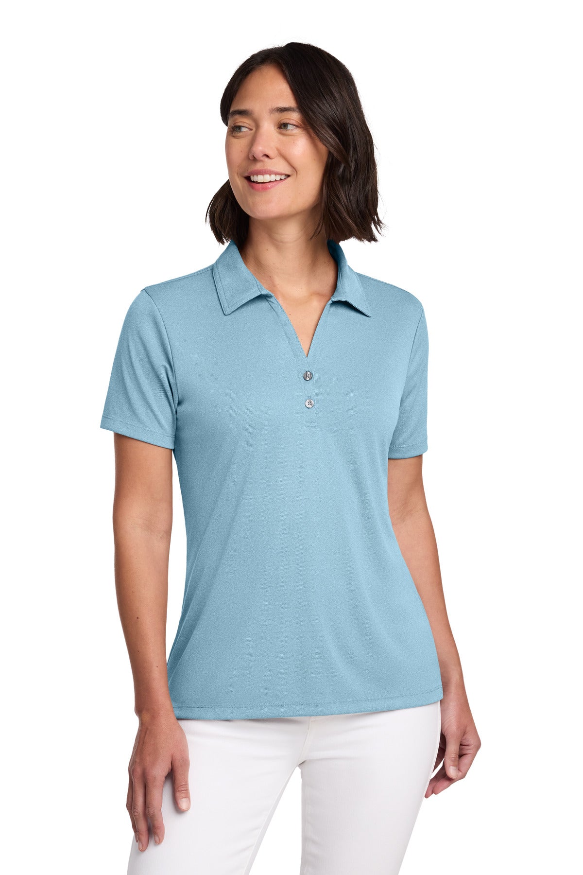 Custom logo TravisMathew Women's Coto Performance Polo TM1WX002 in Brilliant Blue Heather