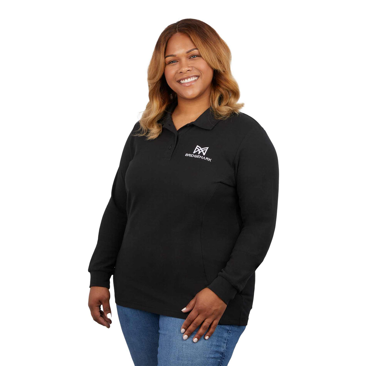 Custom logo PALO Long Sleeve 100% Cotton Pique Polo - Women's