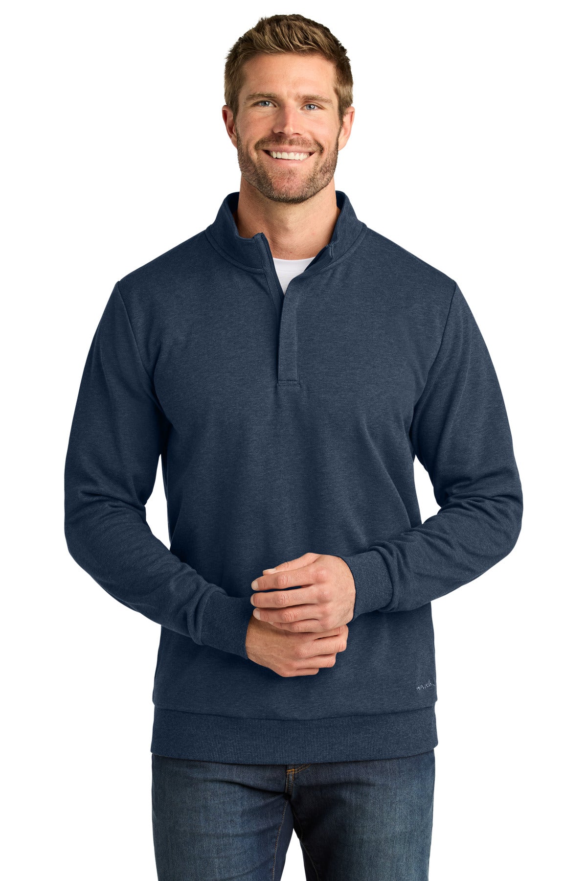 Custom logo TravisMathew Ocean Villa 1/4-Zip TMA41421 in Blue Heather