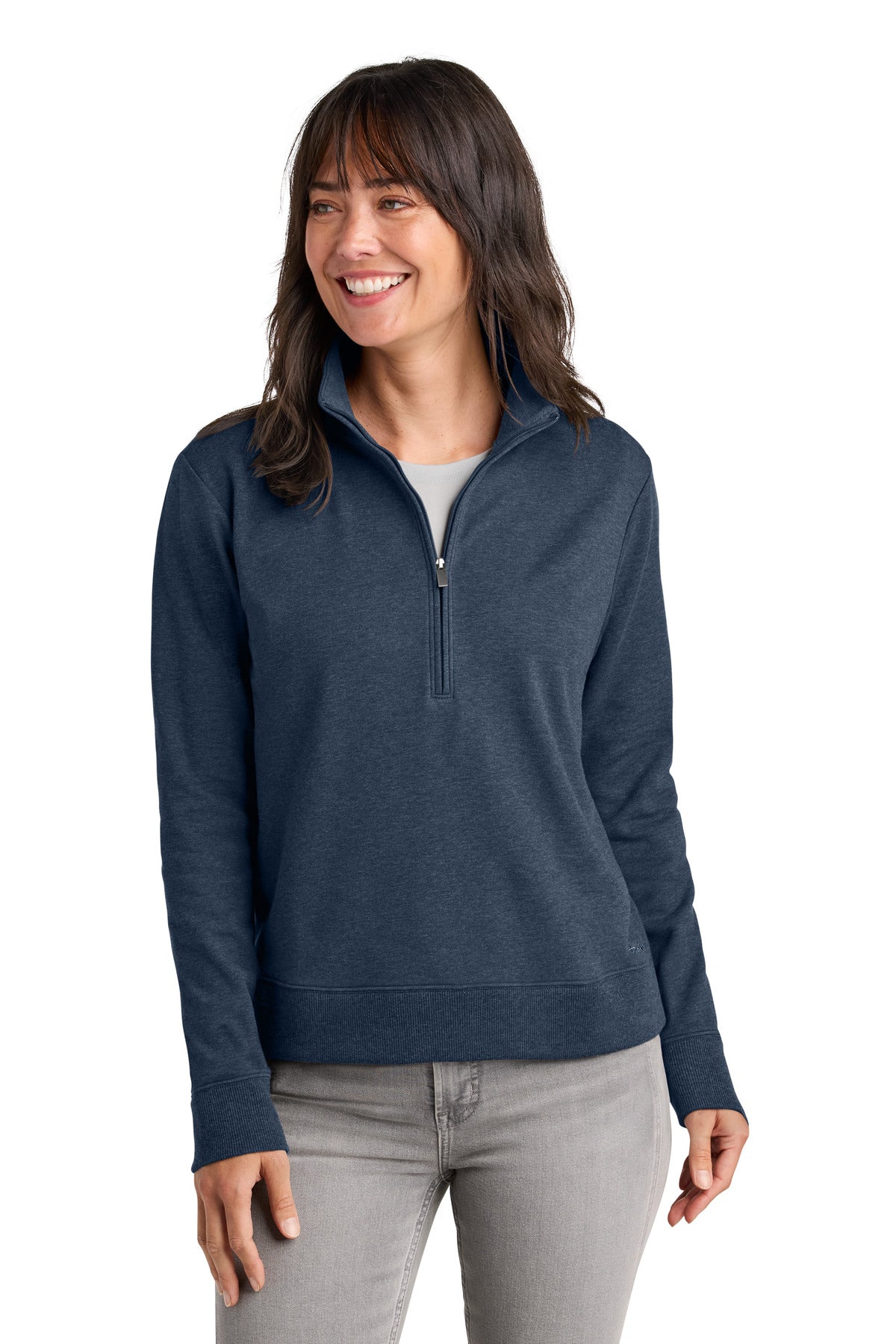 Custom logo TravisMathew Women's Ocean Villa 1/4-Zip TMA41428 in Blue Heather