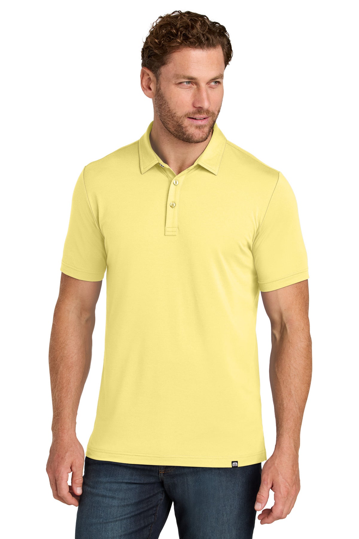 Custom logo TravisMathew Glenview Solid Polo TMA41461 in Pale Yellow