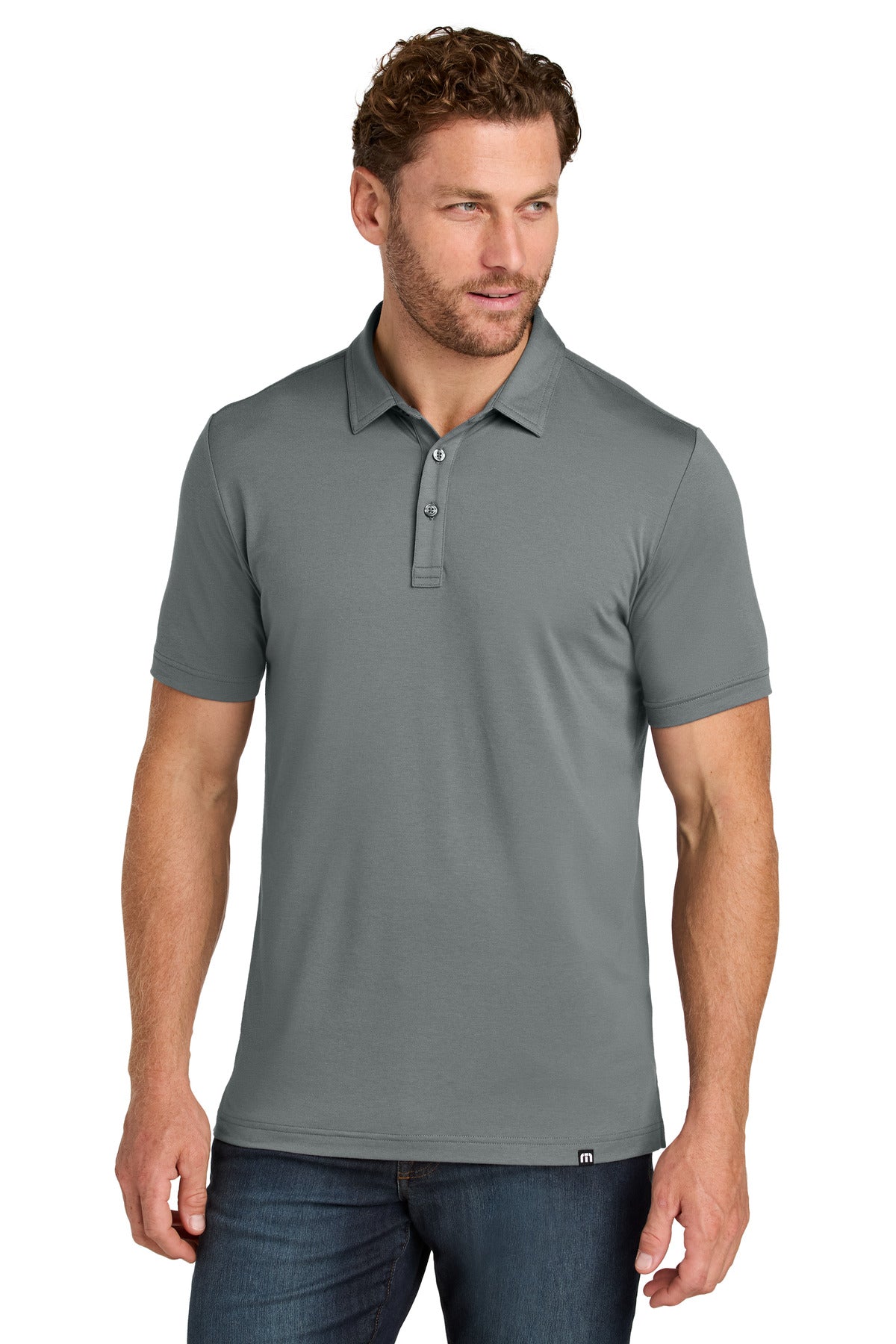 Custom logo TravisMathew Glenview Solid Polo TMA41461 in Quiet Shade Grey