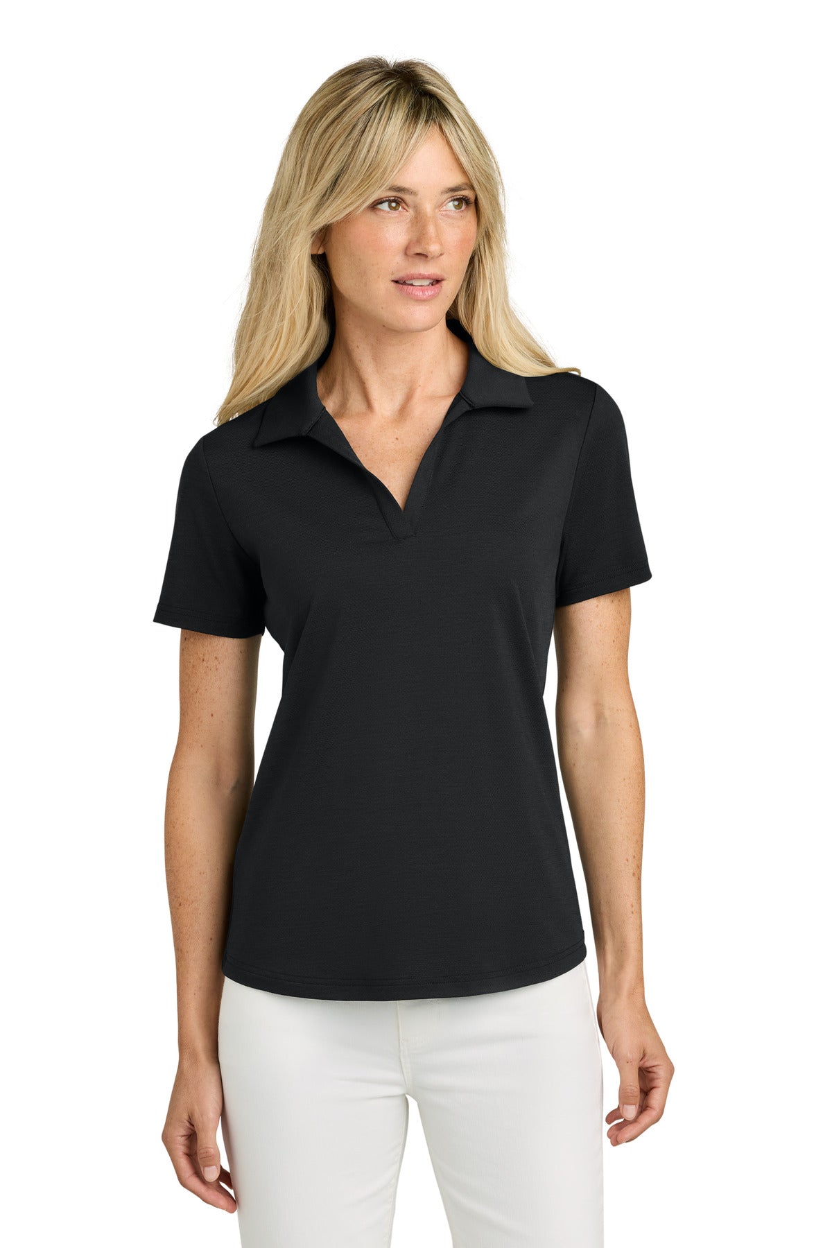 Custom logo TravisMathew Women's Onward Polo TMA46416 in Black