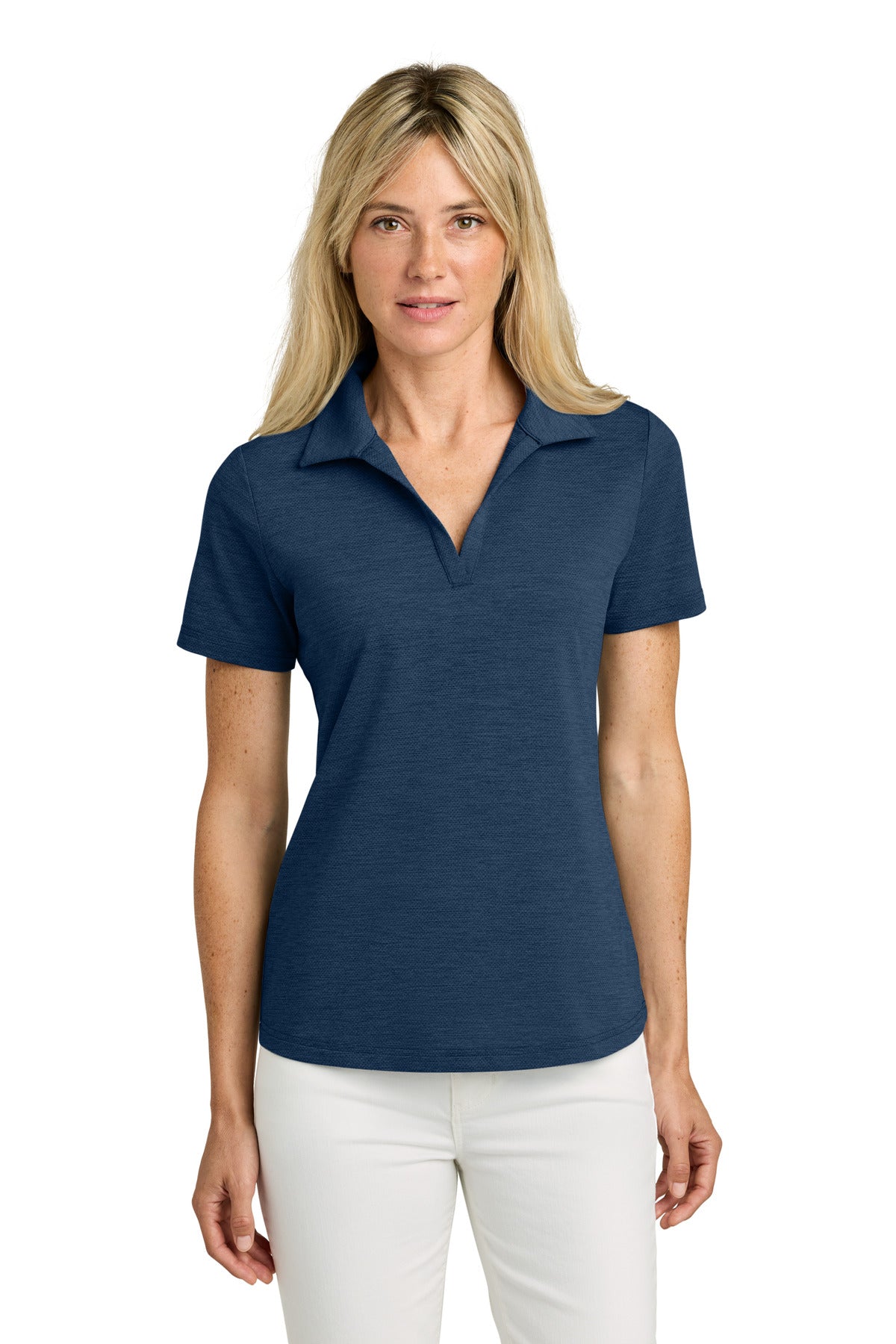 Custom logo TravisMathew Women's Onward Polo TMA46416 in Navy Heather