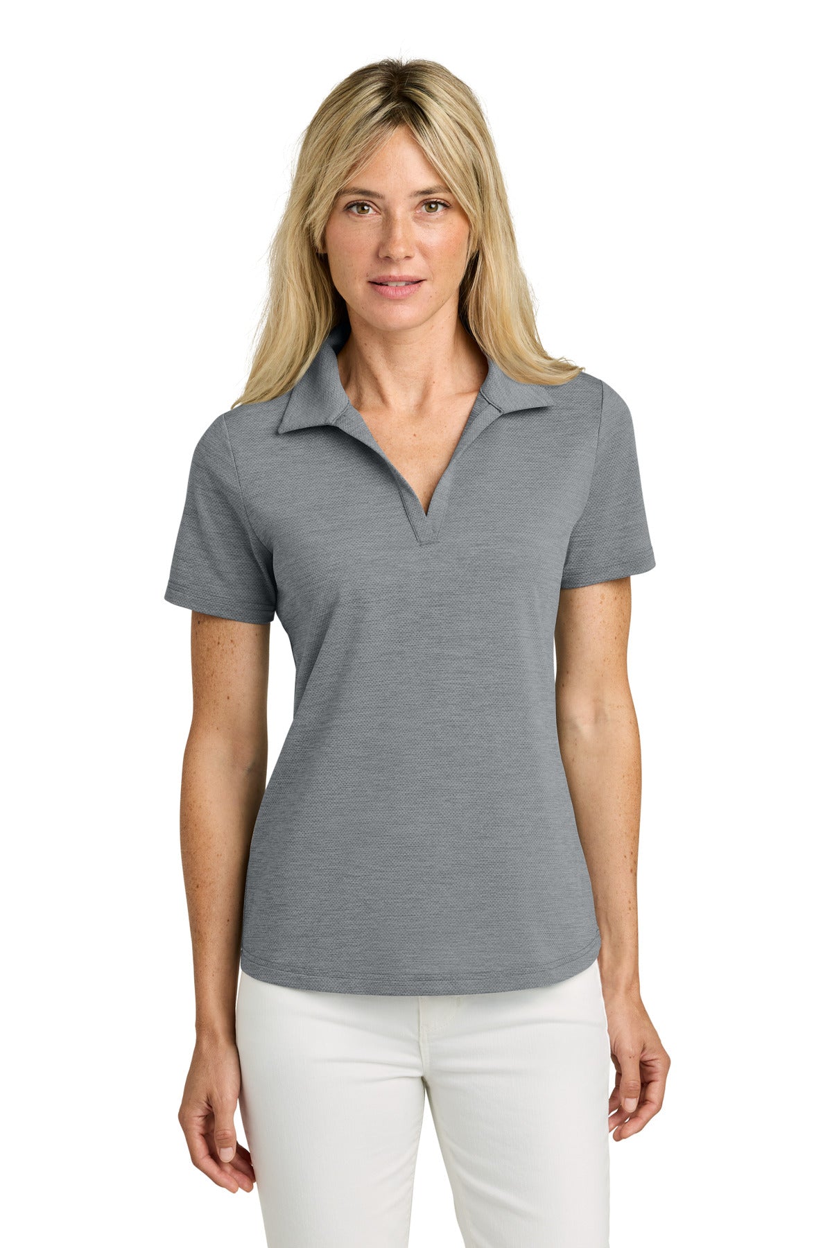 Custom logo TravisMathew Women's Onward Polo TMA46416 in Quiet Shade Grey Heather