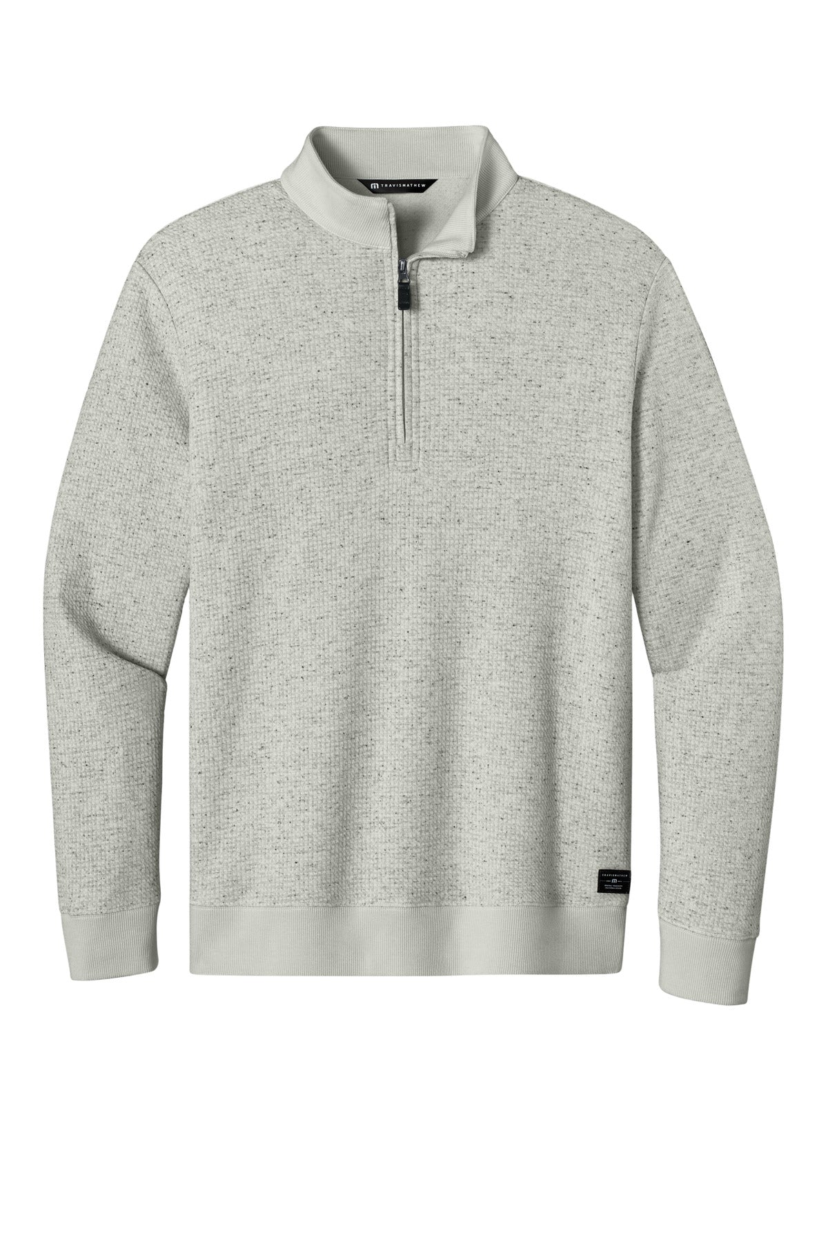 Custom logo TravisMathew Waffle 1/4-Zip TMA46418 in Light Grey Heather