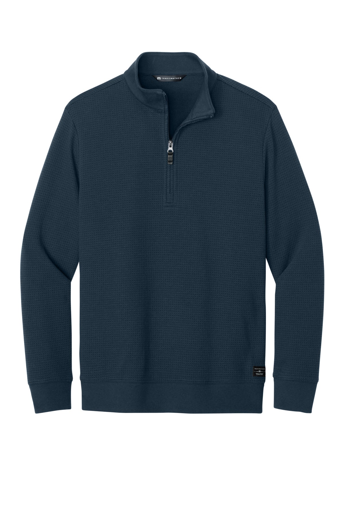 Custom logo TravisMathew Waffle 1/4-Zip TMA46418 in Total Eclipse