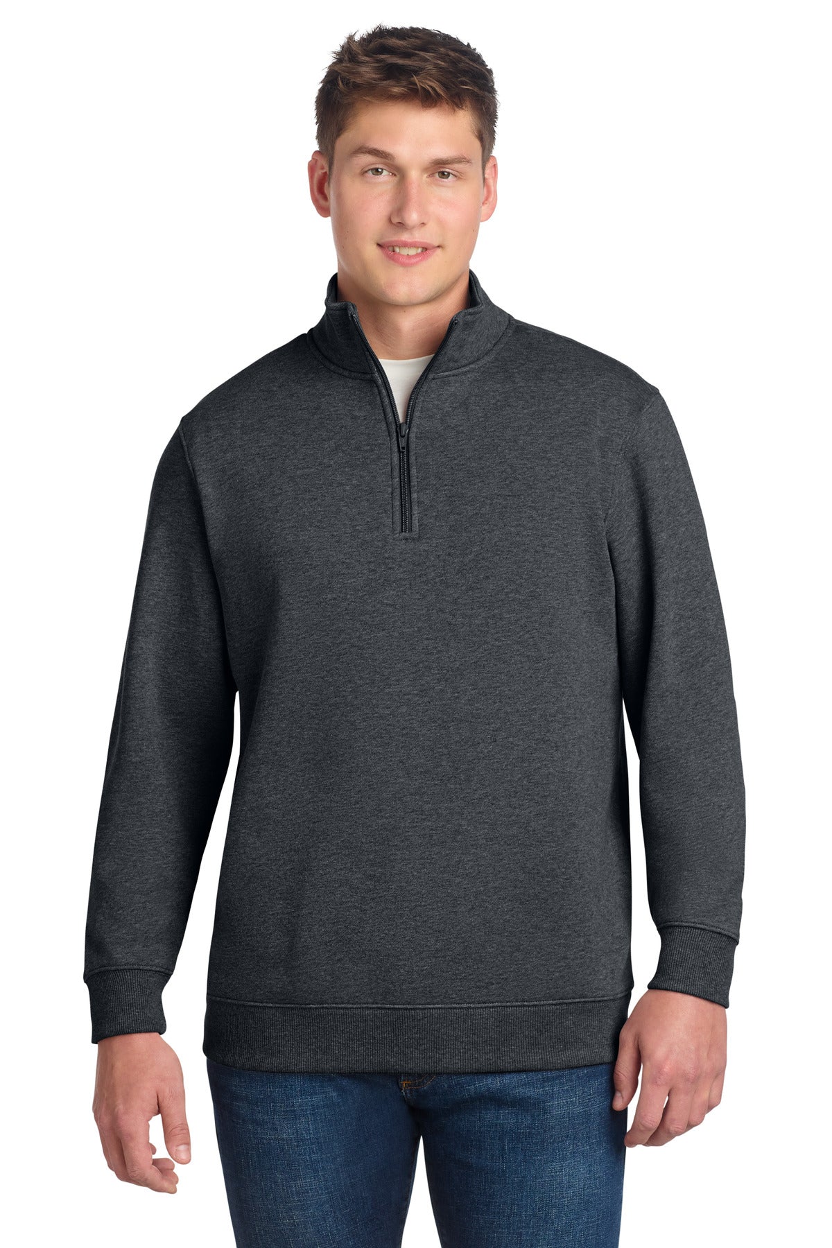 Custom logo Sport-Tek® Tall 1/4-Zip Sweatshirt. TST253 in Graphite Heather