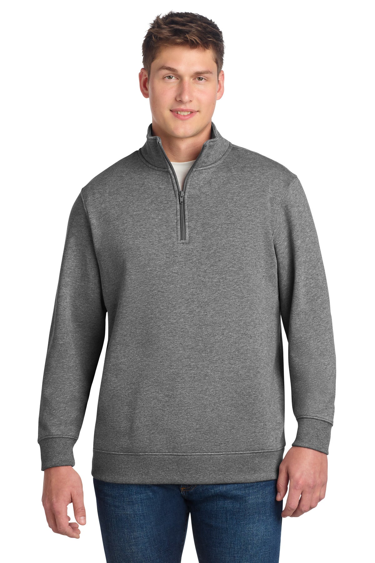 Custom logo Sport-Tek® Tall 1/4-Zip Sweatshirt. TST253 in Vintage Heather
