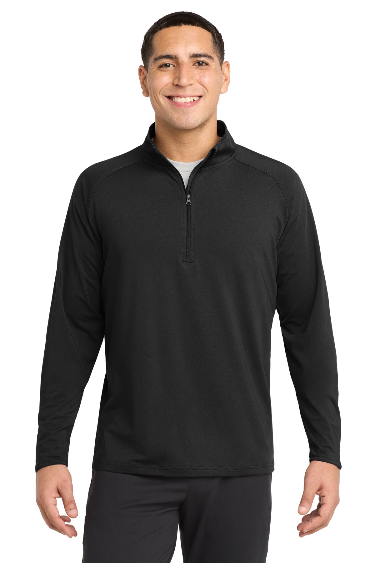 Custom logo Sport-Tek® Tall Sport-Wick® Stretch 1/4-Zip Pullover. TST850 in Black