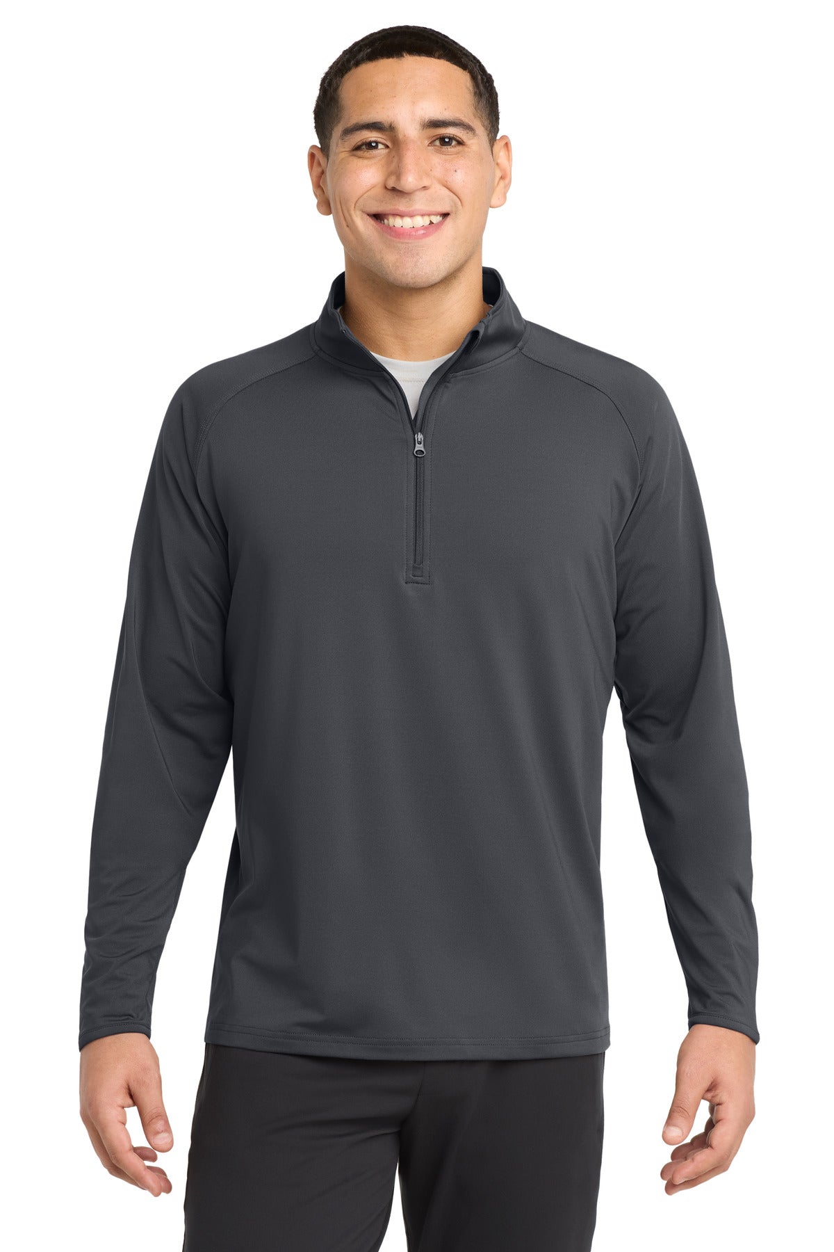 Custom logo Sport-Tek® Tall Sport-Wick® Stretch 1/4-Zip Pullover. TST850 in Charcoal Grey