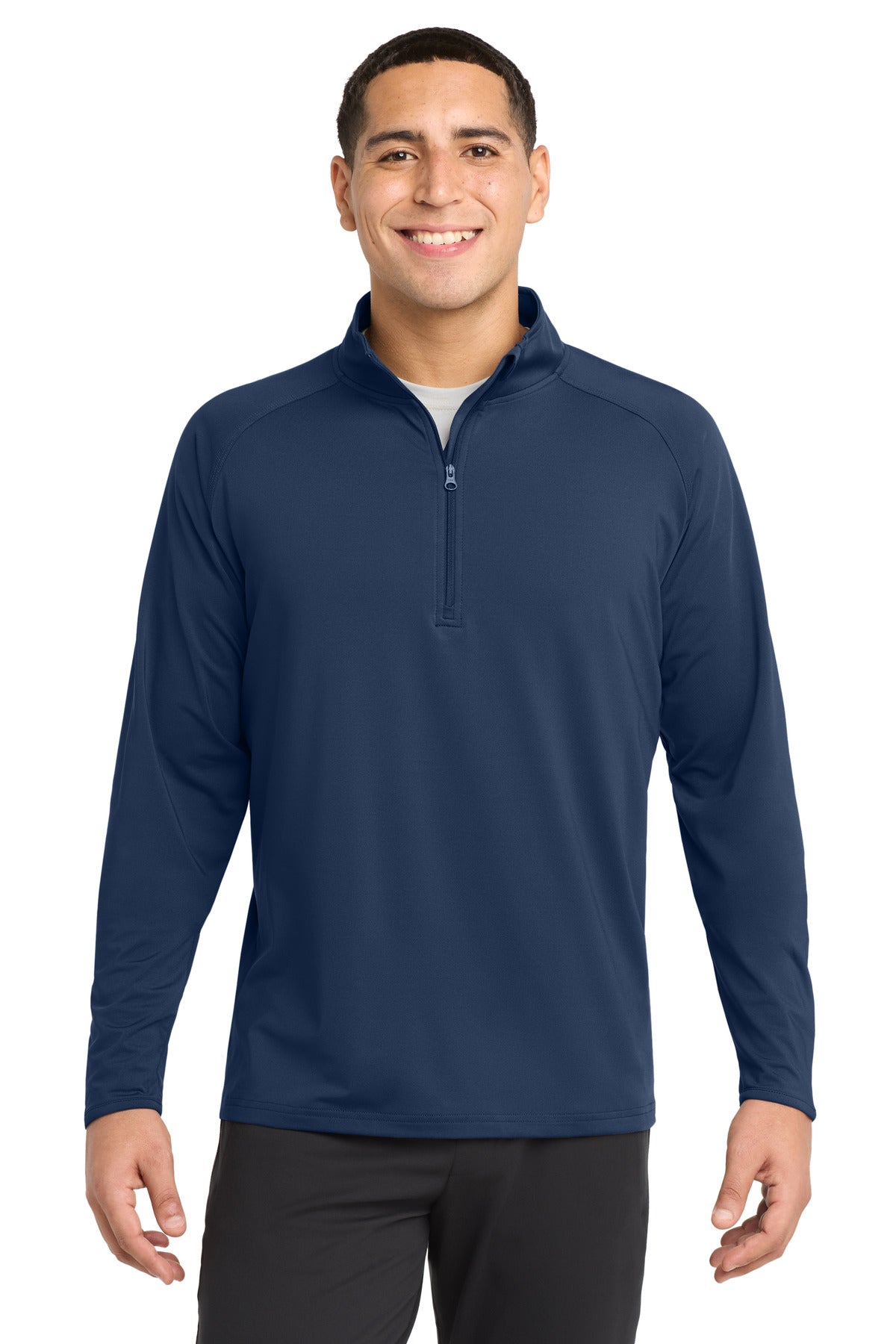 Custom logo Sport-Tek® Tall Sport-Wick® Stretch 1/4-Zip Pullover. TST850 in True Navy